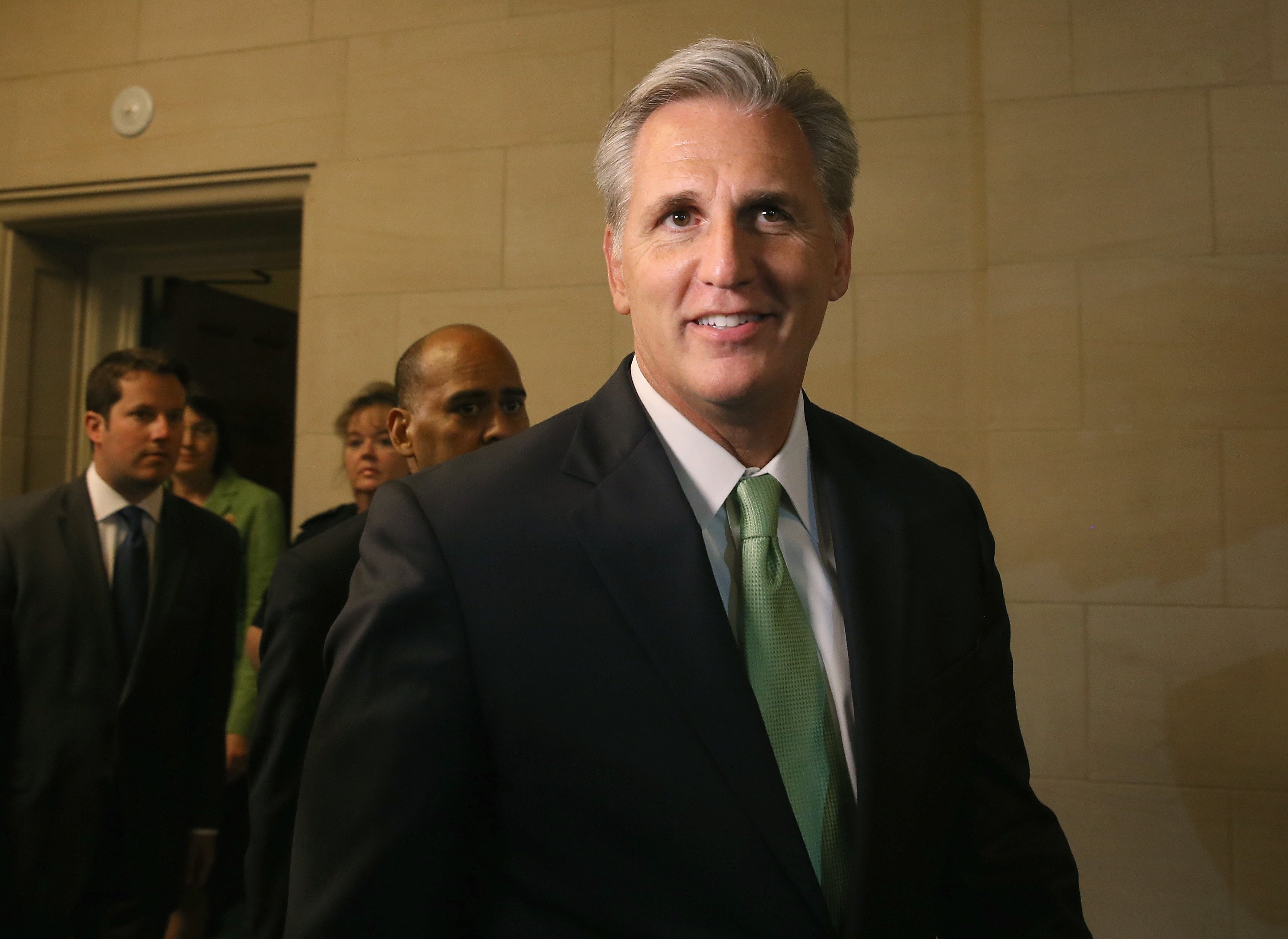 WASHINGTON, DC - JUNE 19: Newly elected House Majority Leader Rep Kevin Mccarthy (R-CA) walks out of a House Republican Conference meeting June 19, 2014 on Capitol Hill in Washington. (Mark Wilson—Getty Images)