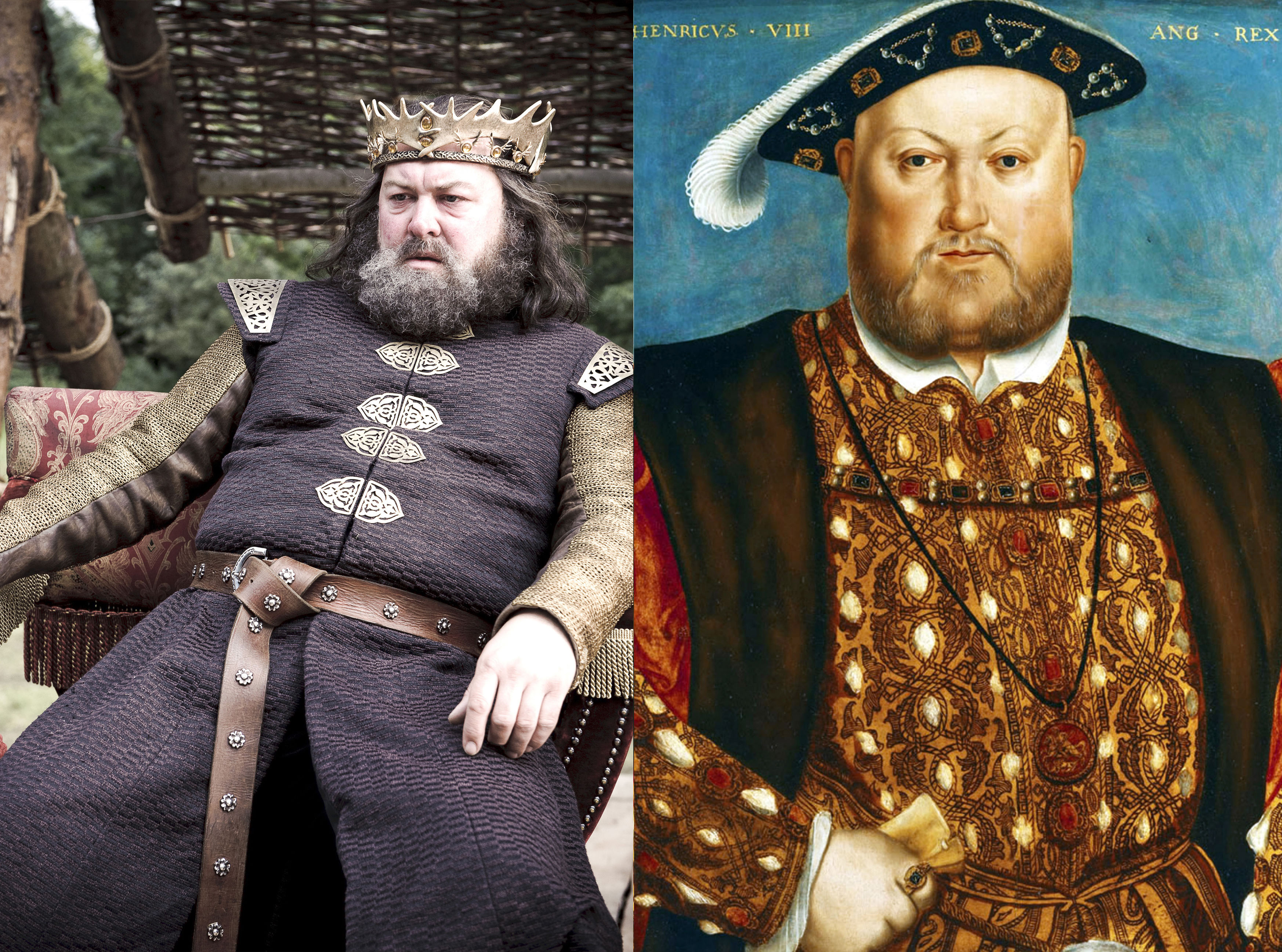 From left: Henry VIII and Robert Baratheon. (HBO; Getty Images)