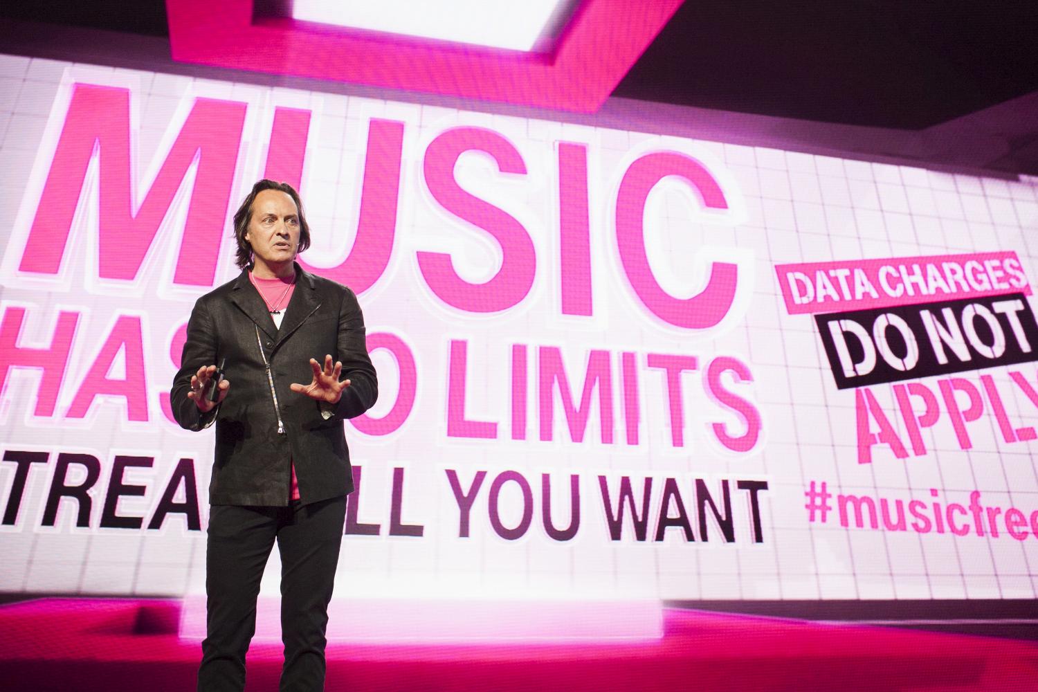 T-Mobile CEO John Legere speaks during an event in Seattle on Wednesday, June 18, 2014 (Matthew Williams -- Bloomberg / Getty Images)