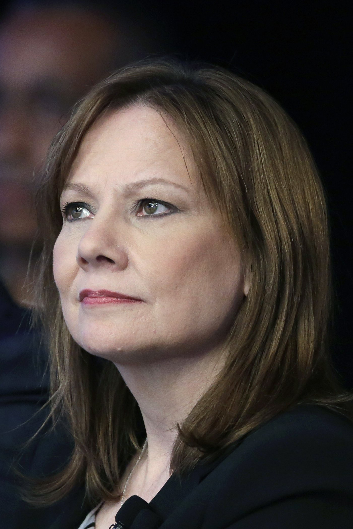 Mary Barra, CEO of General Motors watches the introduction of new Chevrolet cars at the New York International Auto Show, in New York City, April 15, 2014. (Mark Lennihan—AP)
