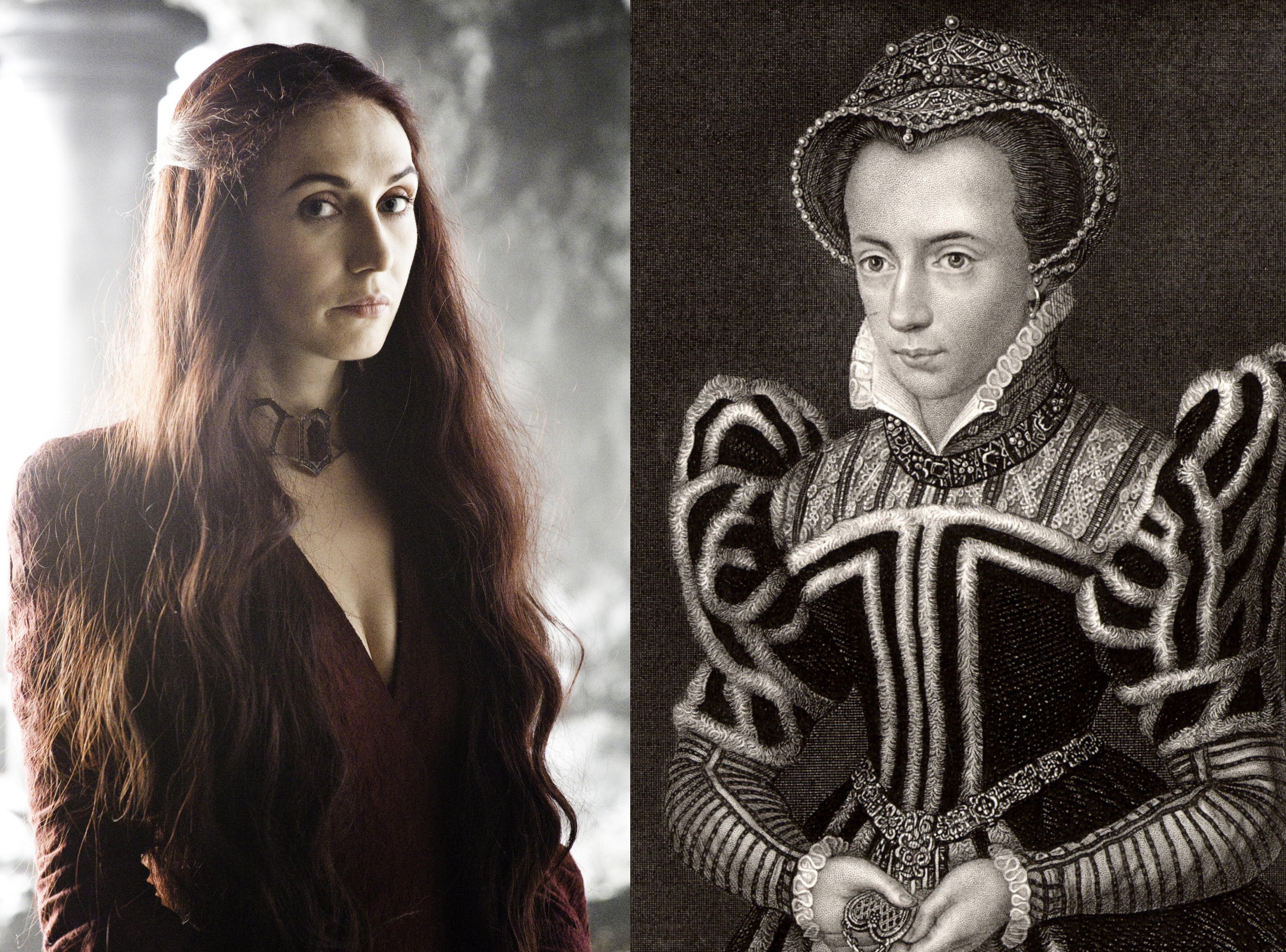 From Left: Melisandre and Bloody Mary (Helen Sloan—HBO; Getty Images)