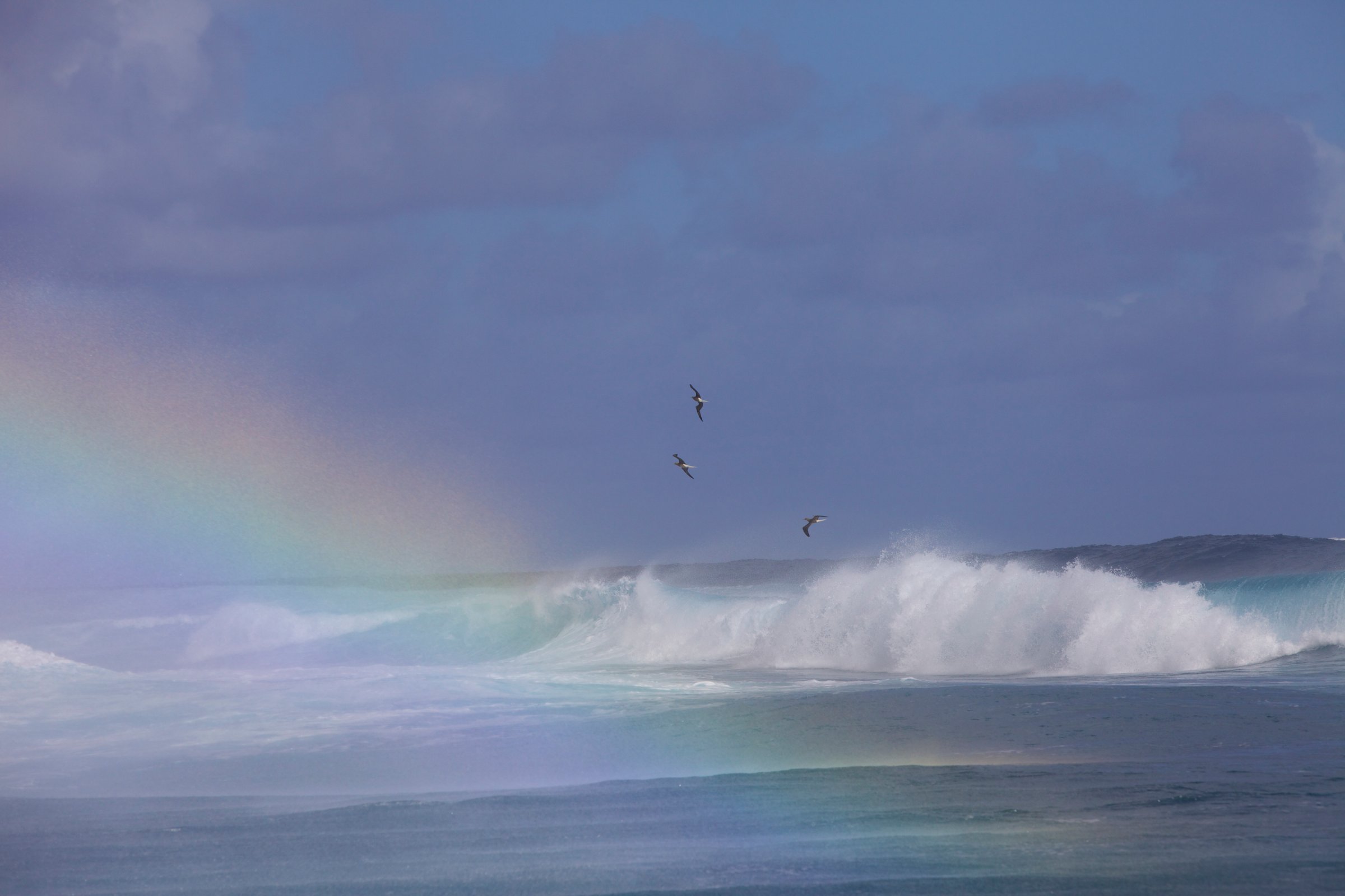 Rainbow Over Ocean Waves