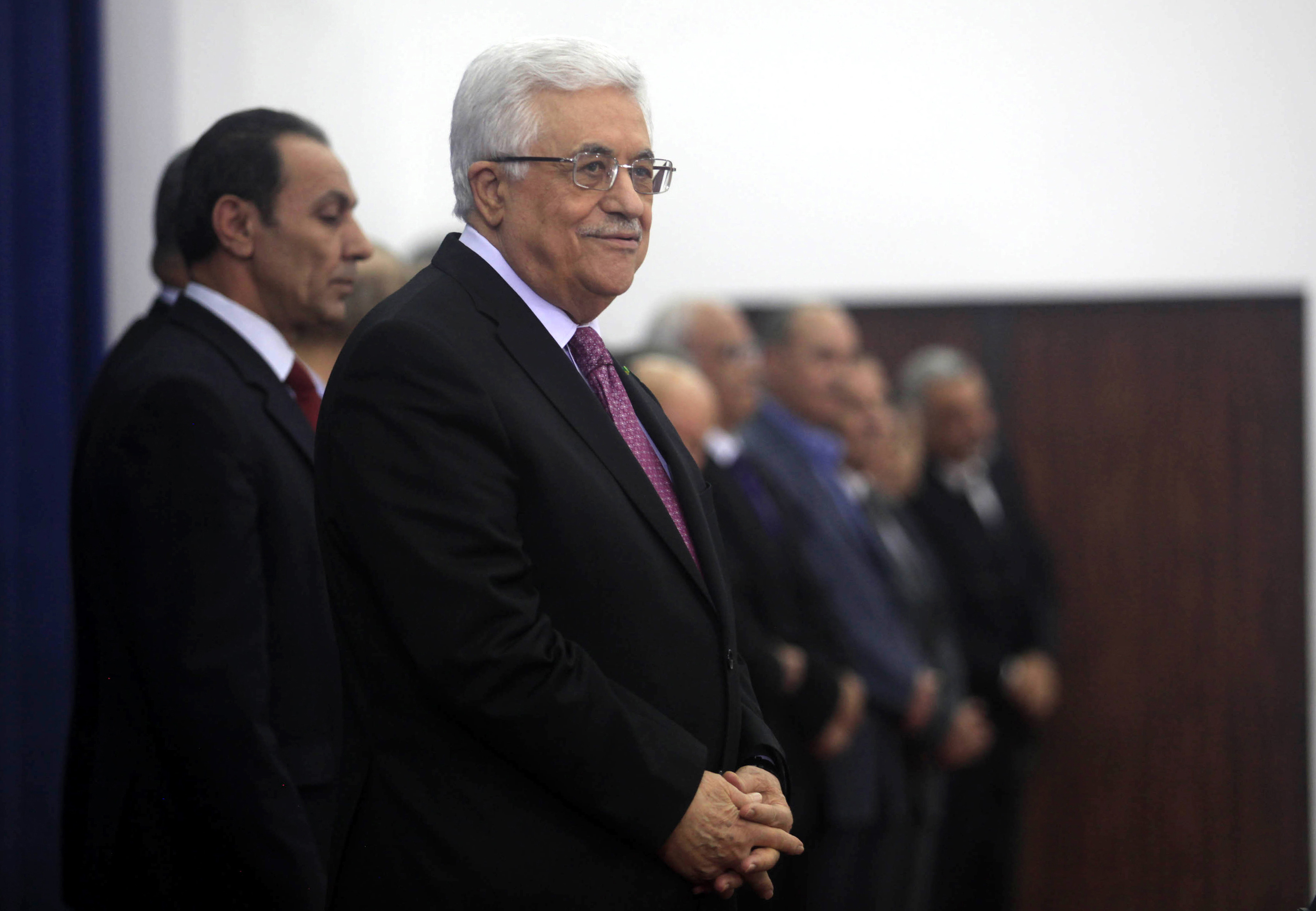 Palestinian President Mahmoud Abbas attends the swearing-in ceremony with the new unity government  in the West Bank town of Ramallah on June 02, 2014. (Issam Rimawi—Anadolu Agency/Getty Images)