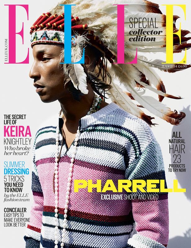 Pharrell wears a headdress on Elle U.K. cover (Elle U.K.)