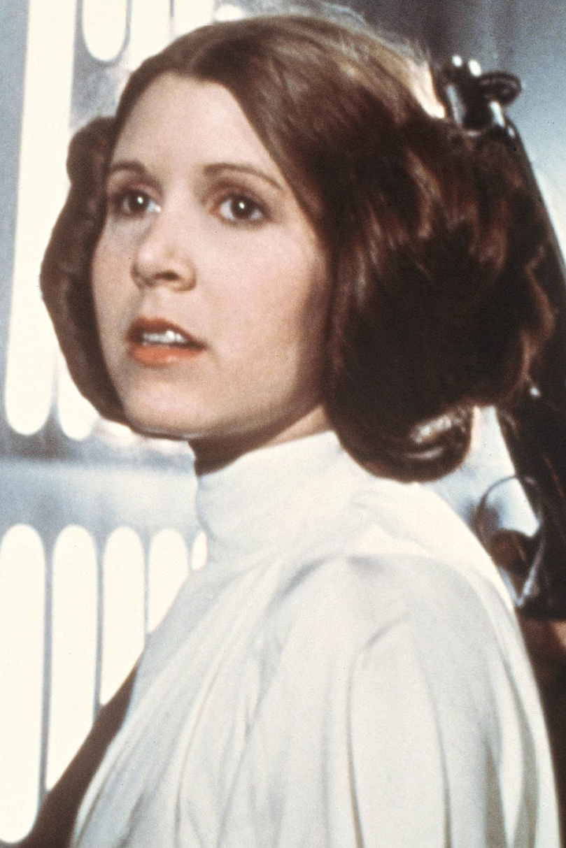 Carrie Fisher, as Princess Leia Organa, in a scene from the 1977 