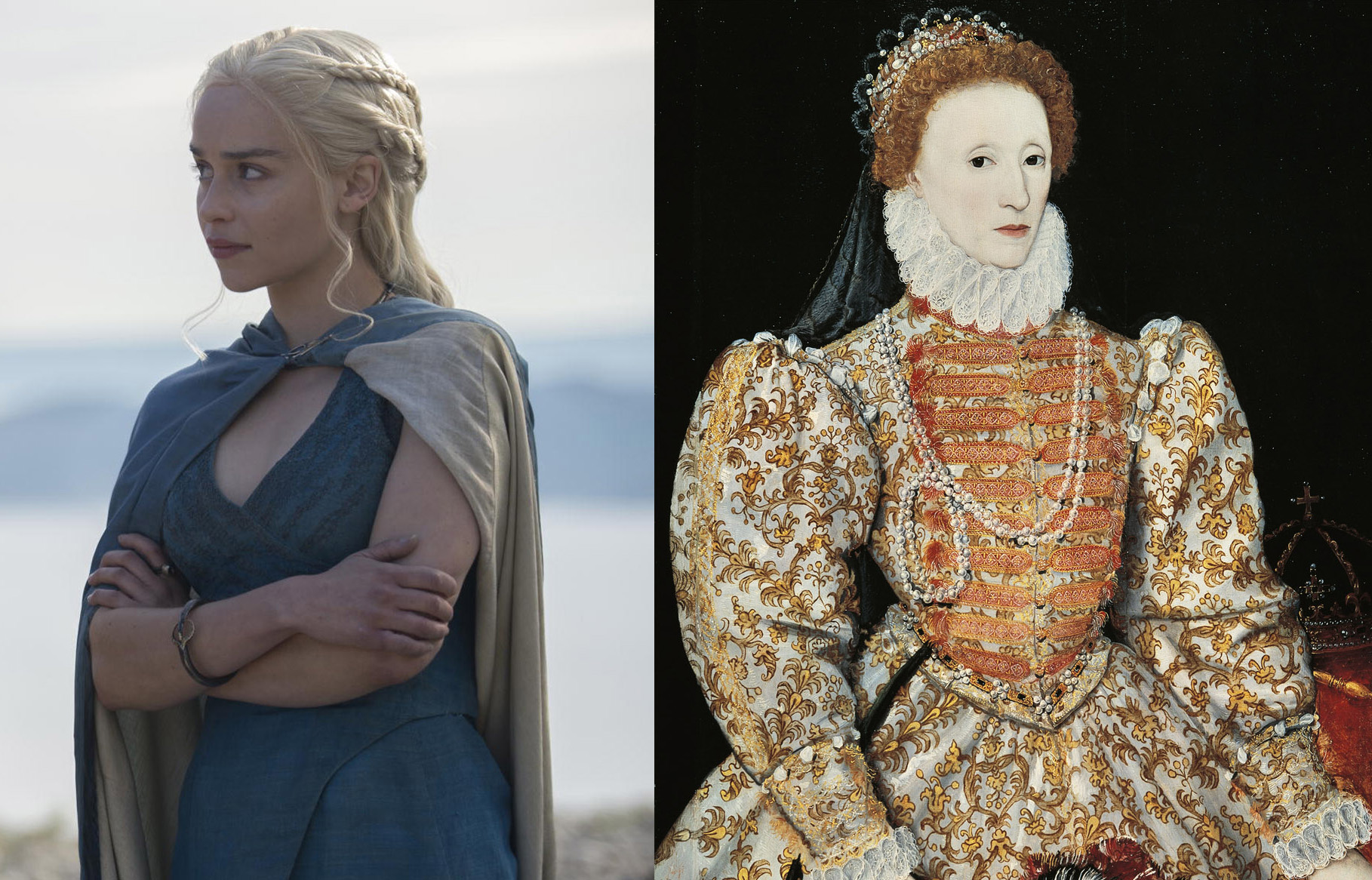 From Left: Khaleesi and Queen Elizabeth I. (HBO; Getty Images)