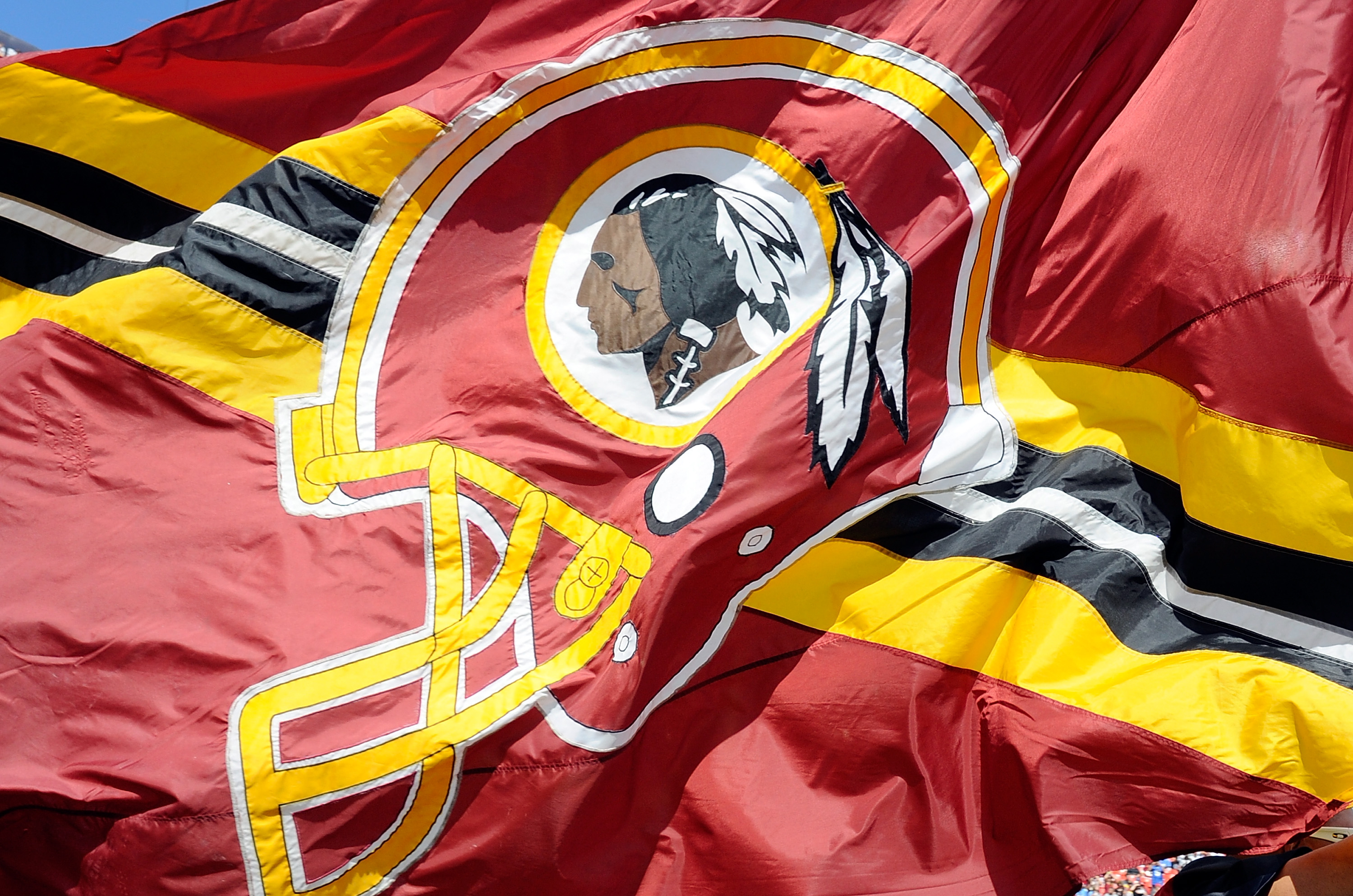 A Washington Redskins flag on the field before the game against the Detroit Lions at FedExField on September 22, 2013 in Landover, Maryland. (G Fiume/Getty Images)