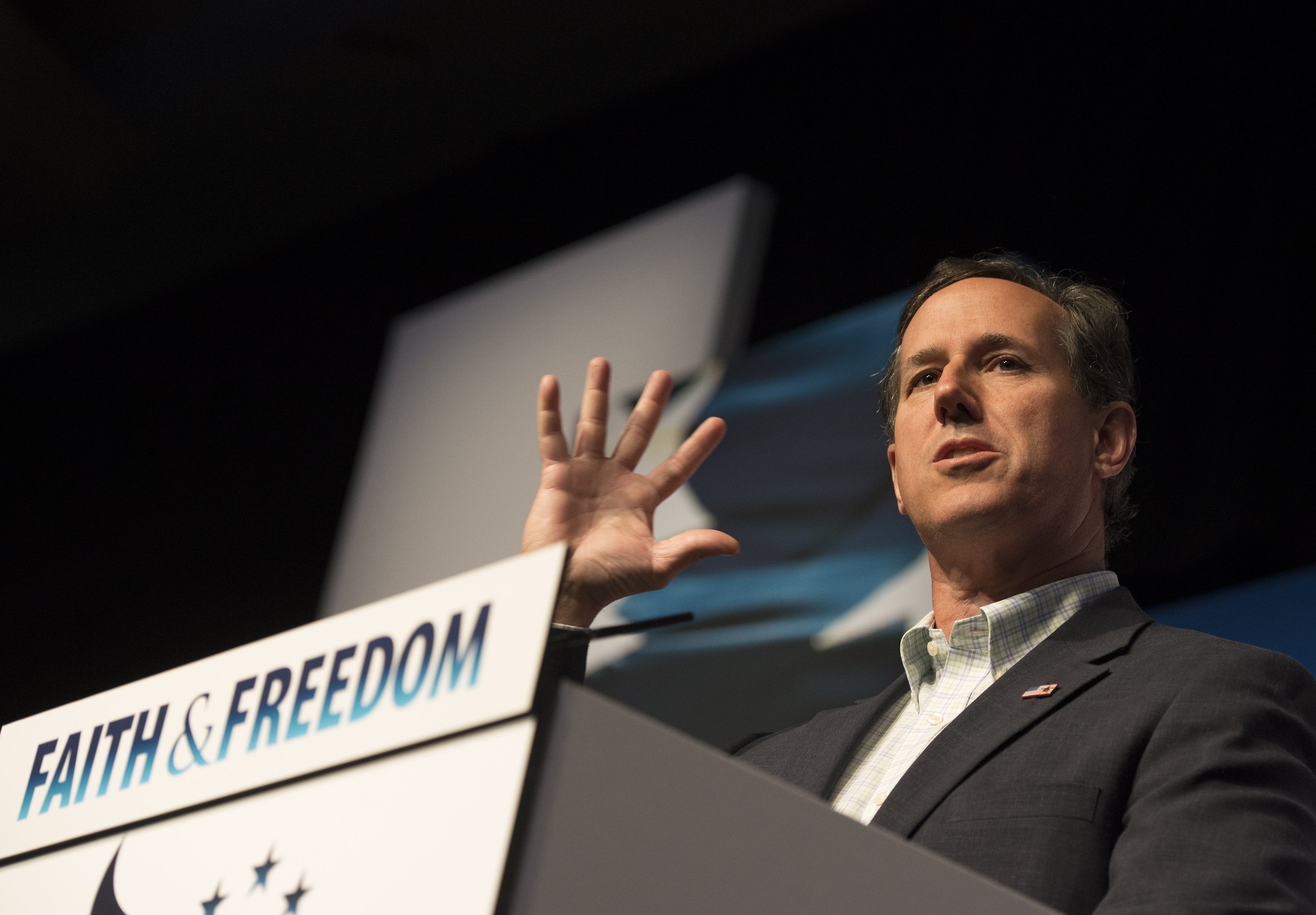 Former Pennsylvania Sen. Rick Santorum speaks at Faith and Freedom Coalition's Road to Majority event in Washington D.C. on June 20, 2014. (Molly Riley—AP)