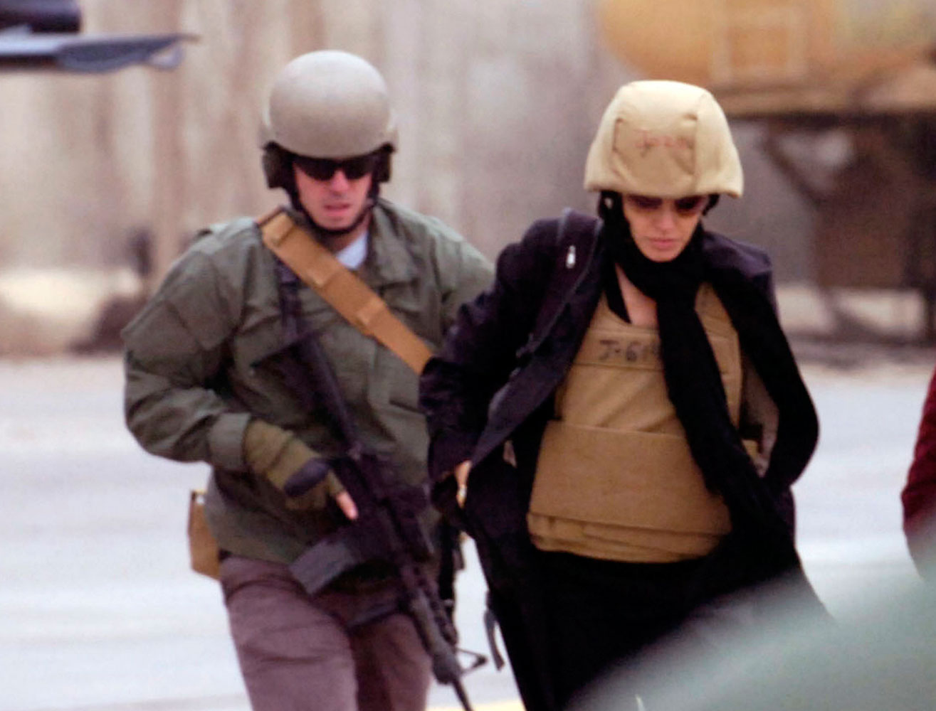 Actress Angelina Jolie visits the Green Zone in Baghdad Feb. 7, 2008.