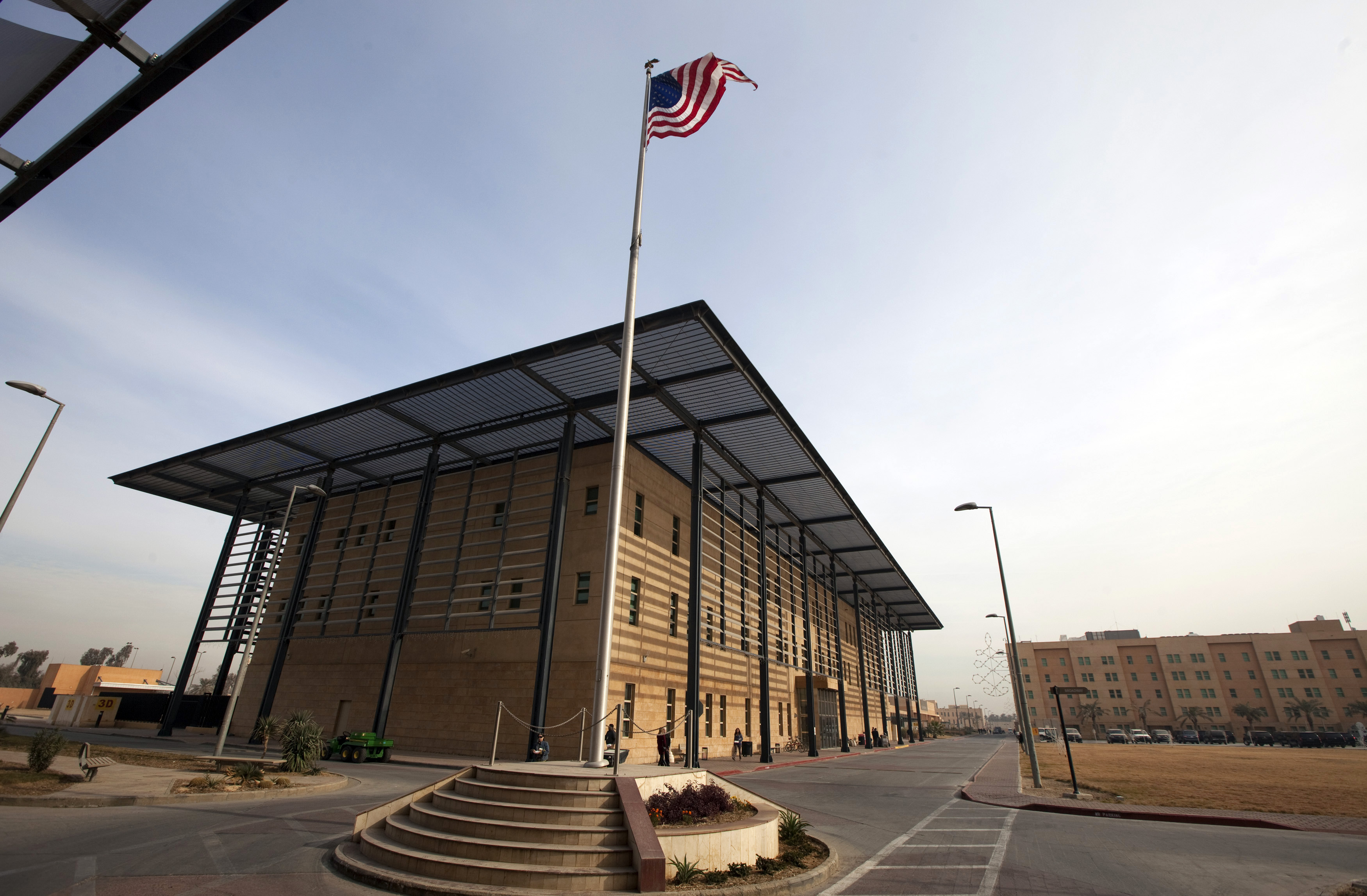 A U.S. flag flies in front of the Annex I building inside the compound of the U.S. embassy in Baghdad December 14, 2011. (Lucas Jackson—Reuters)