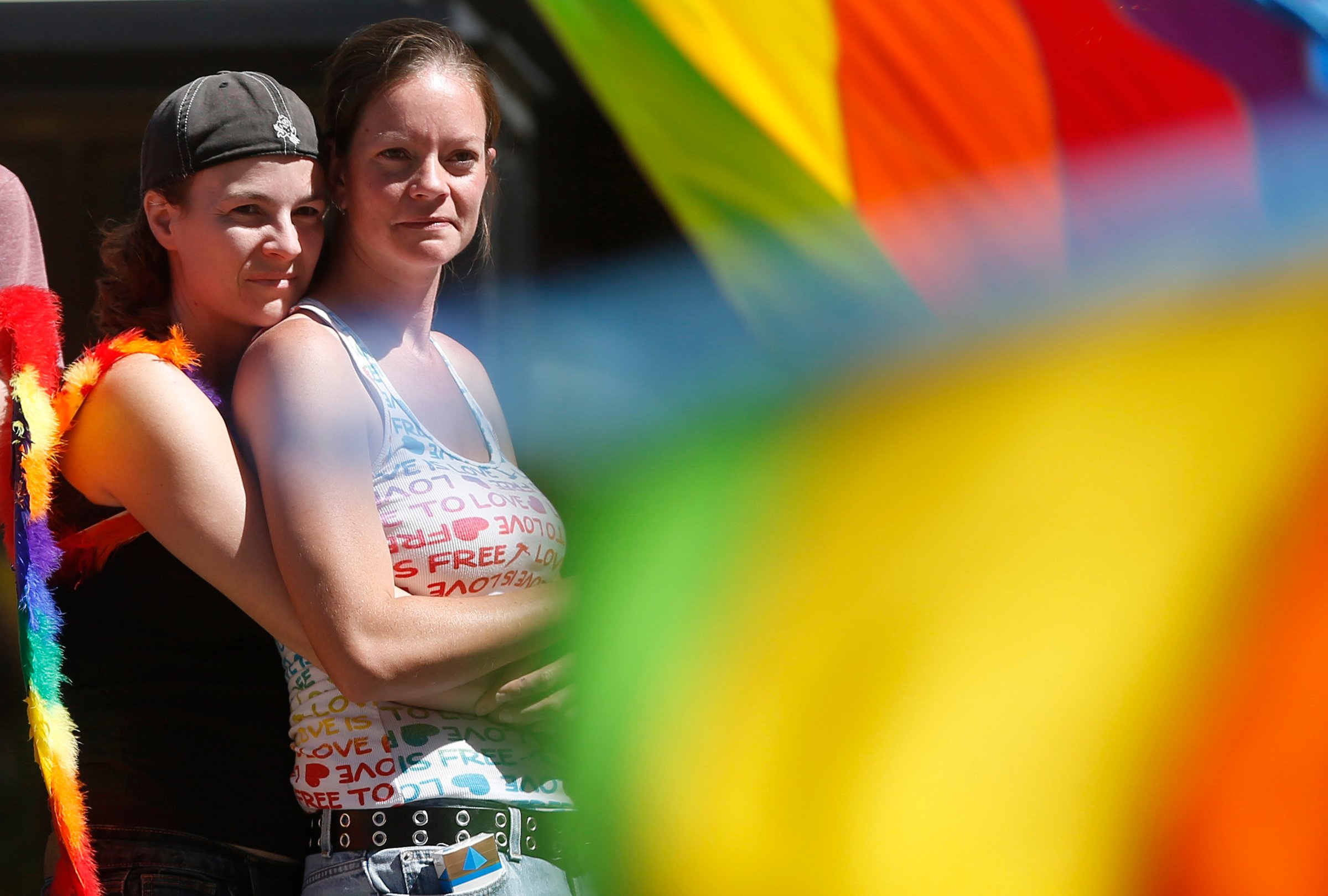 Herre and her partner Mark watch the Utah Pride Parade in Salt Lake City