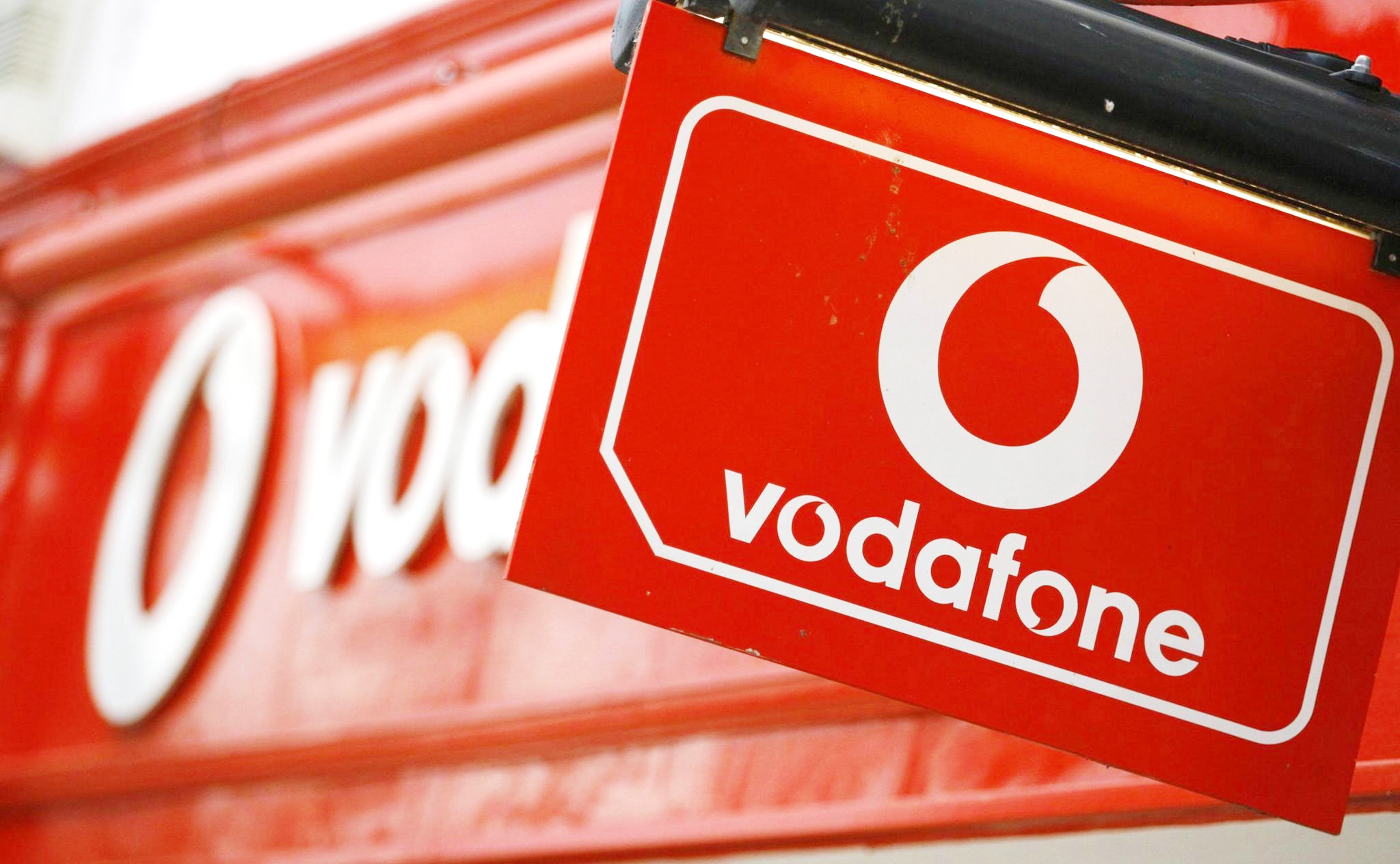 A Vodafone sign on May 30, 2006.