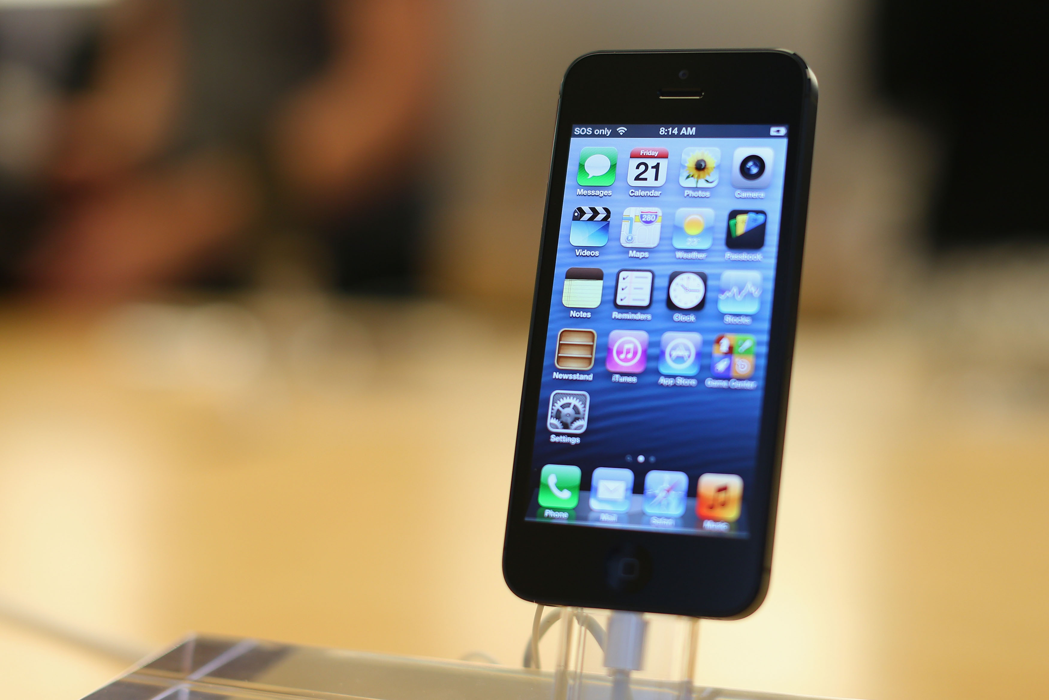 The iPhone 5 smartphone is displayed at the Apple flagship store on George street on September 21, 2012 in Sydney, Australia. (Cameron Spencer—Getty Images)