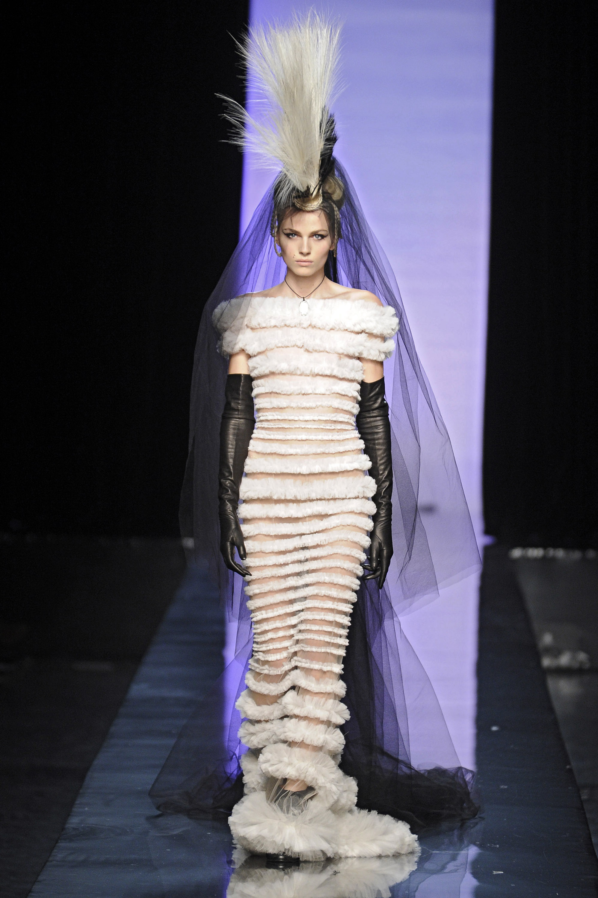 Andrej Pejic walks the runway at the Jean Paul Gaultier fashion show during Paris Haute Couture Fashion Week on January 26, 2011 in Paris, France. (Nathalie Lagneau—Catwalking/Getty Images)