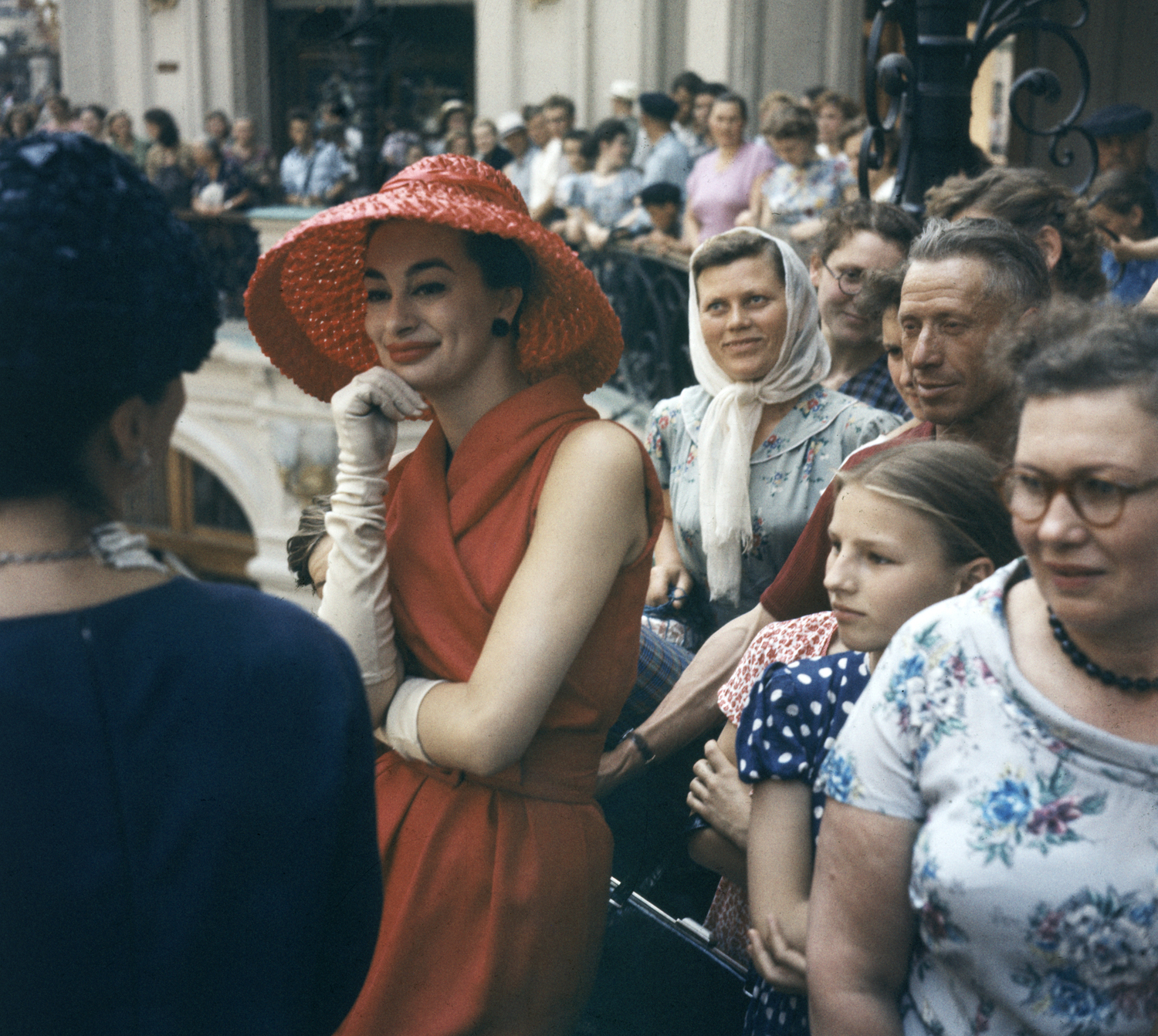 Fashion models visit the GUM department store in Moscow while in the Soviet Union for an officially sanctioned Christian Dior fashion show, 1959.