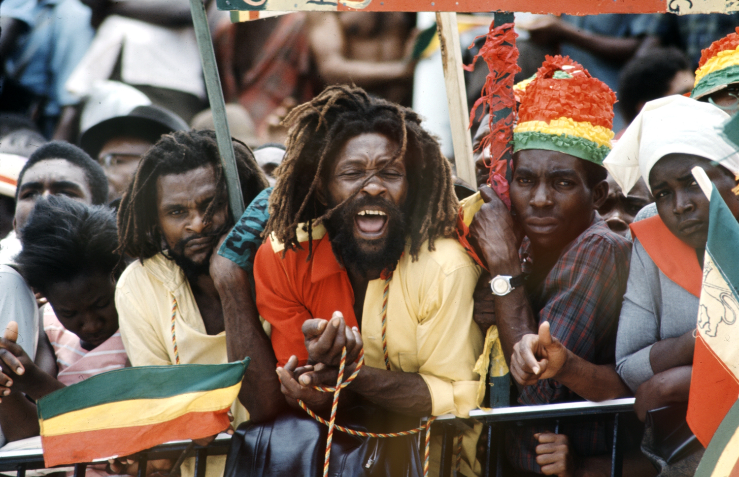 Jamaicans welcome Ethiopian Emperor Haile Selassie, 1966.