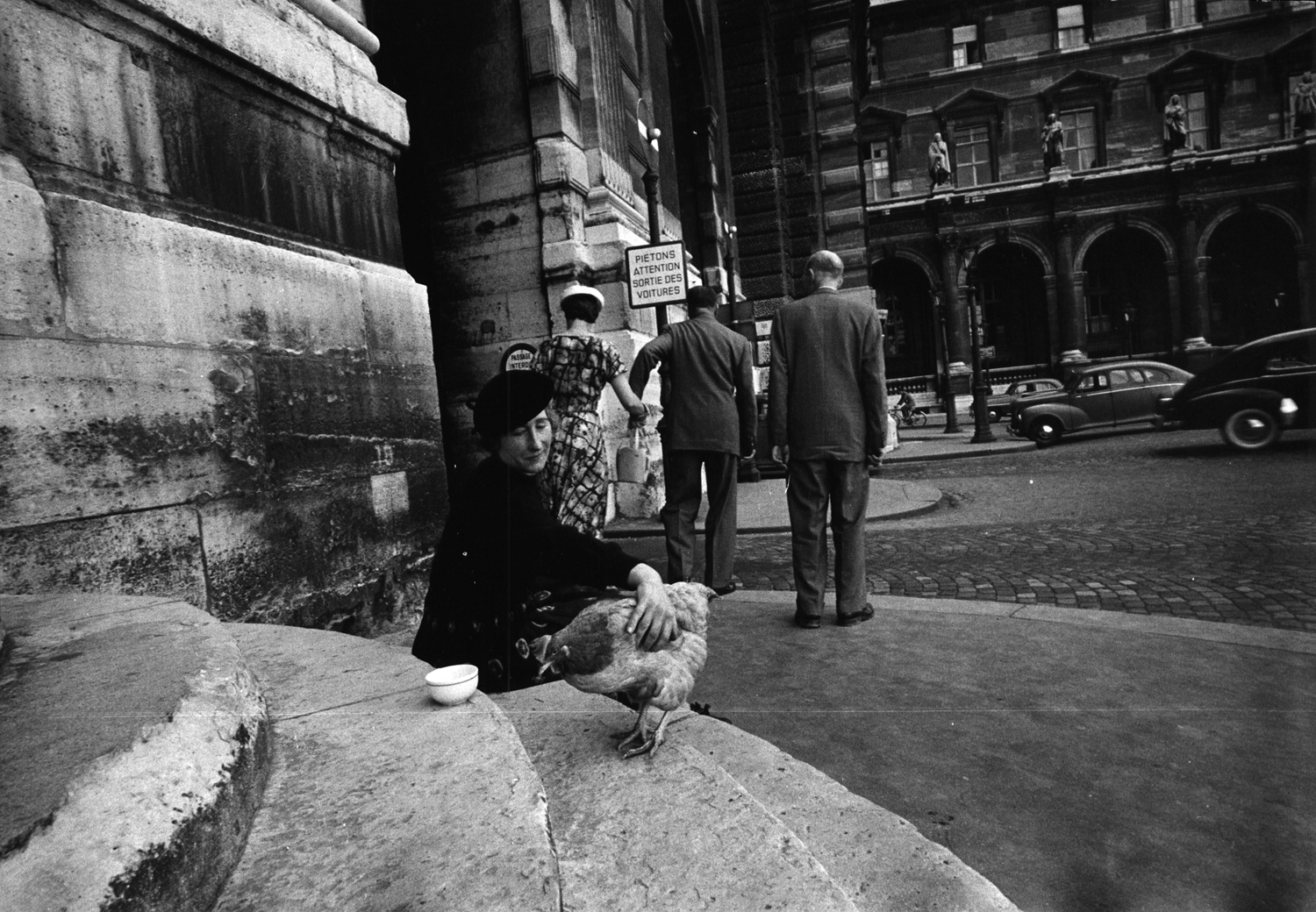 Marguerite and her chicken, Paris, 1956.