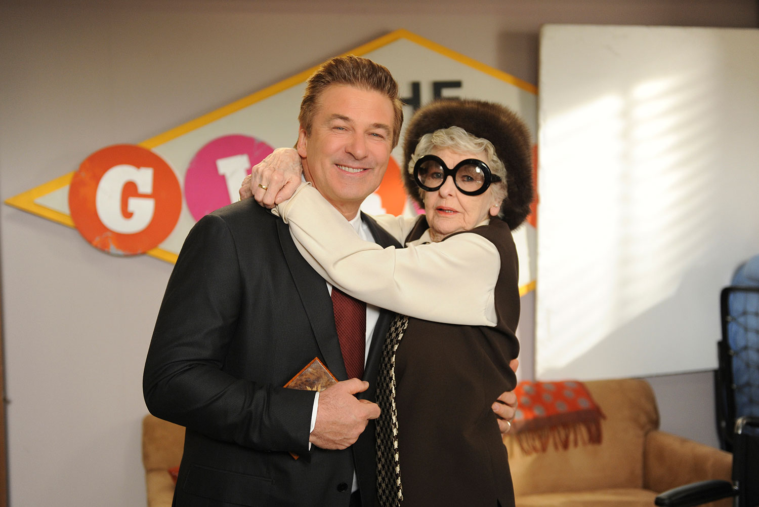 Alec Baldwin as Jack Donaghy and Elaine Stritch as Colleen Donaghy in 30 Rock.