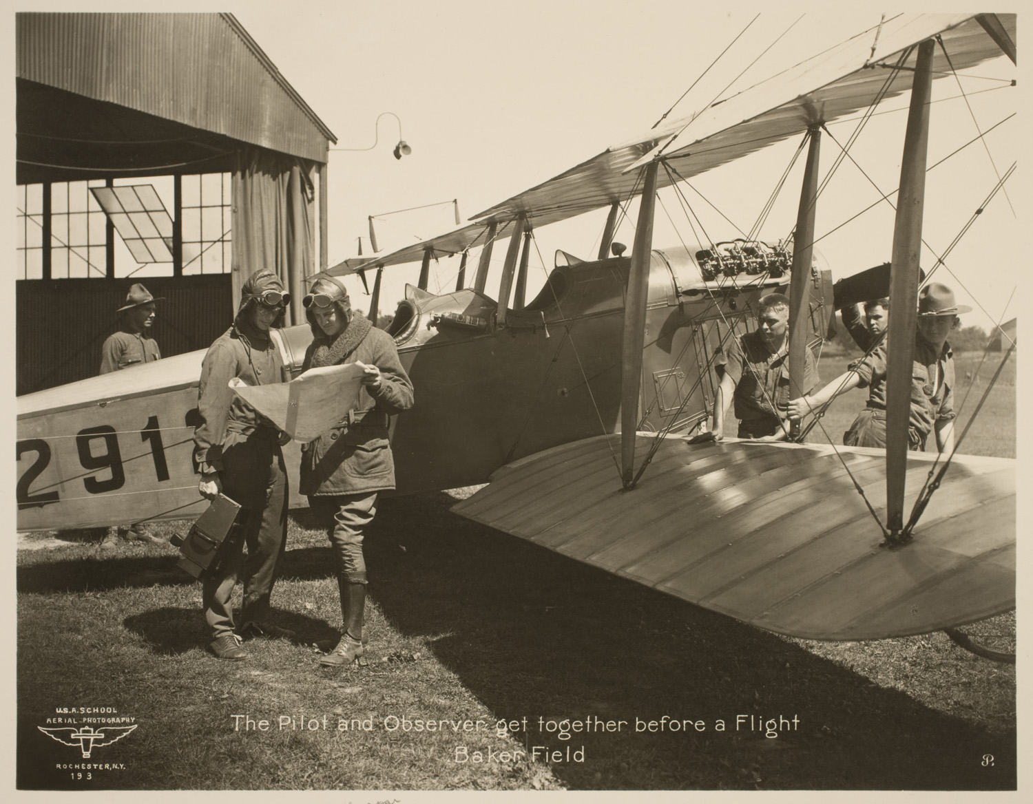 The Pilot and Observer get together before a Flight, Baker Field, 1918