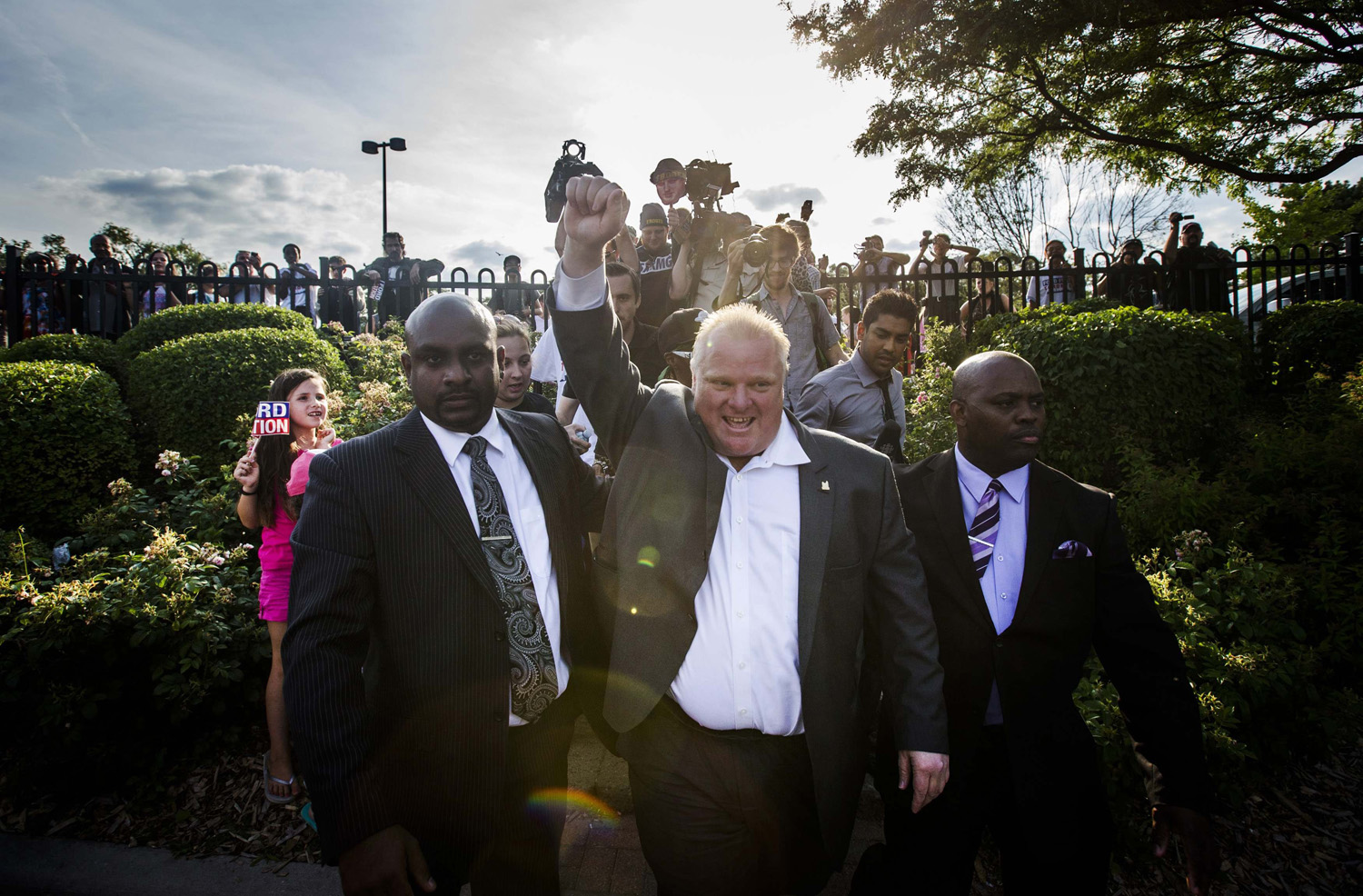 Toronto Mayor Rob Ford arrives at  Ford Fest , a party held by the Ford family where the public is invited, at Thomson Memorial Park in Toronto, July 25, 2014.