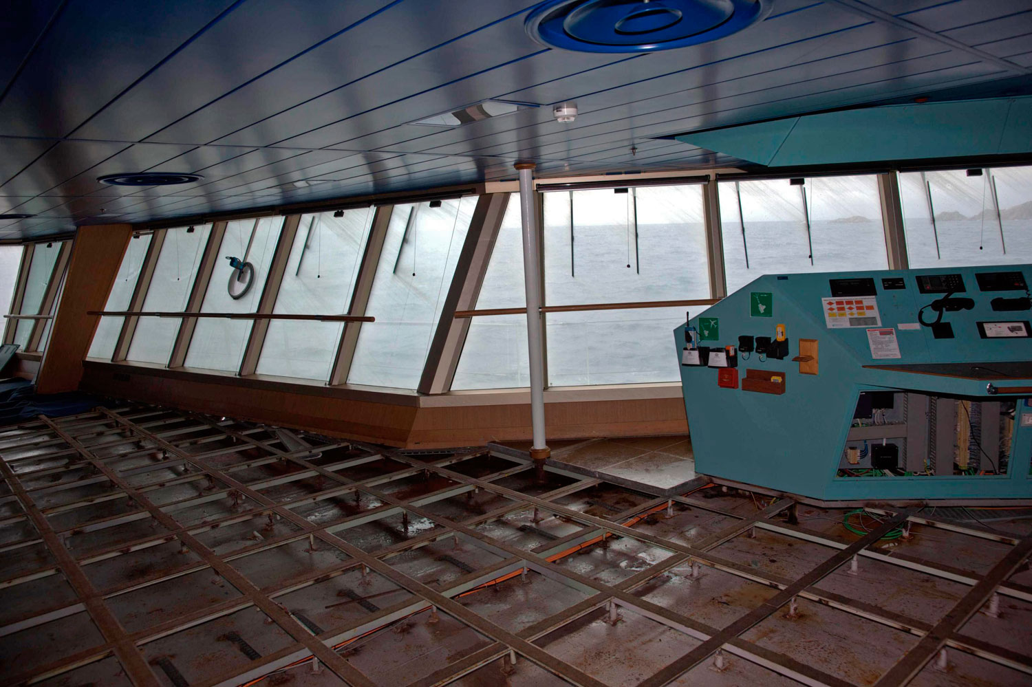 A detail in the interior of Costa Concordia cruise ship wreck off coast Giglio island, Italy on 21 July 2014. All floors of the ship were cleaned to prevent toxic chemicals from spilling into the water.