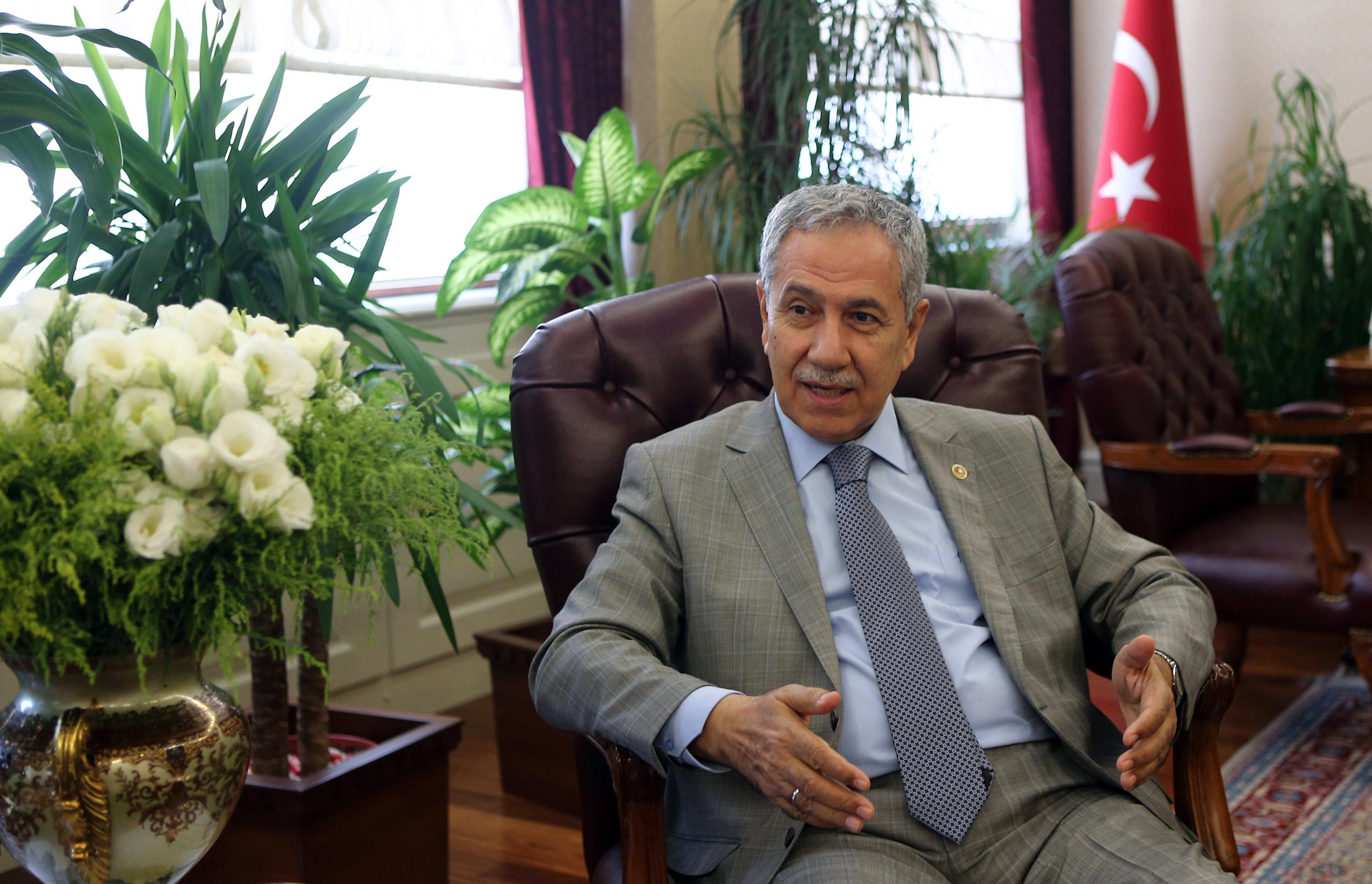 Turkey's Deputy Prime Minister Bulent Arinc speaks during an interview in Ankara on July 24, 2014, ahead of the presidential election (Adem Alta—AFP/Getty Images)