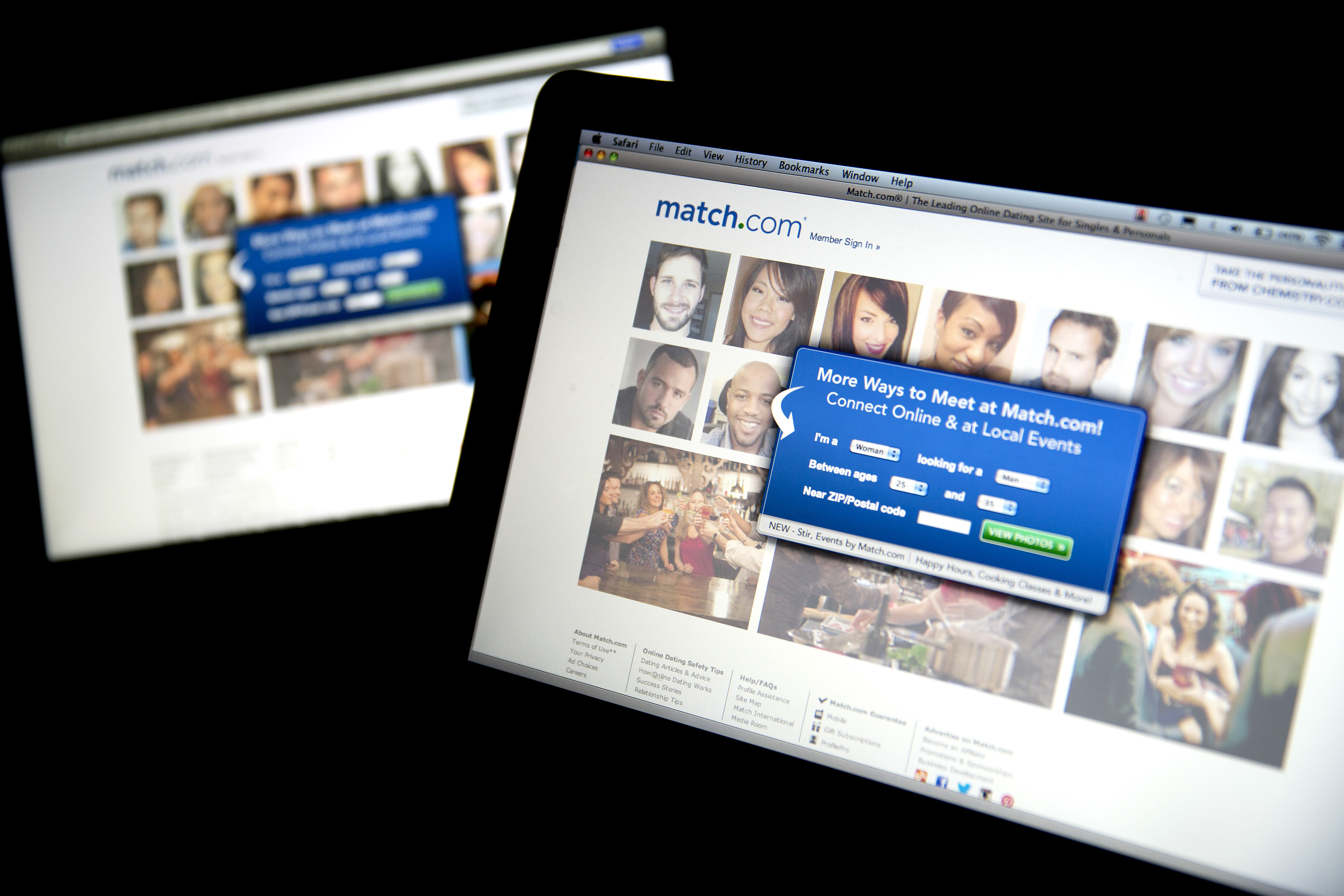 The Match.com website is displayed on laptop computers arranged for a photograph in Washington, D.C., U.S., on Thursday, Dec. 19, 2013. (Andrew Harrer—Bloomberg/Getty Images)