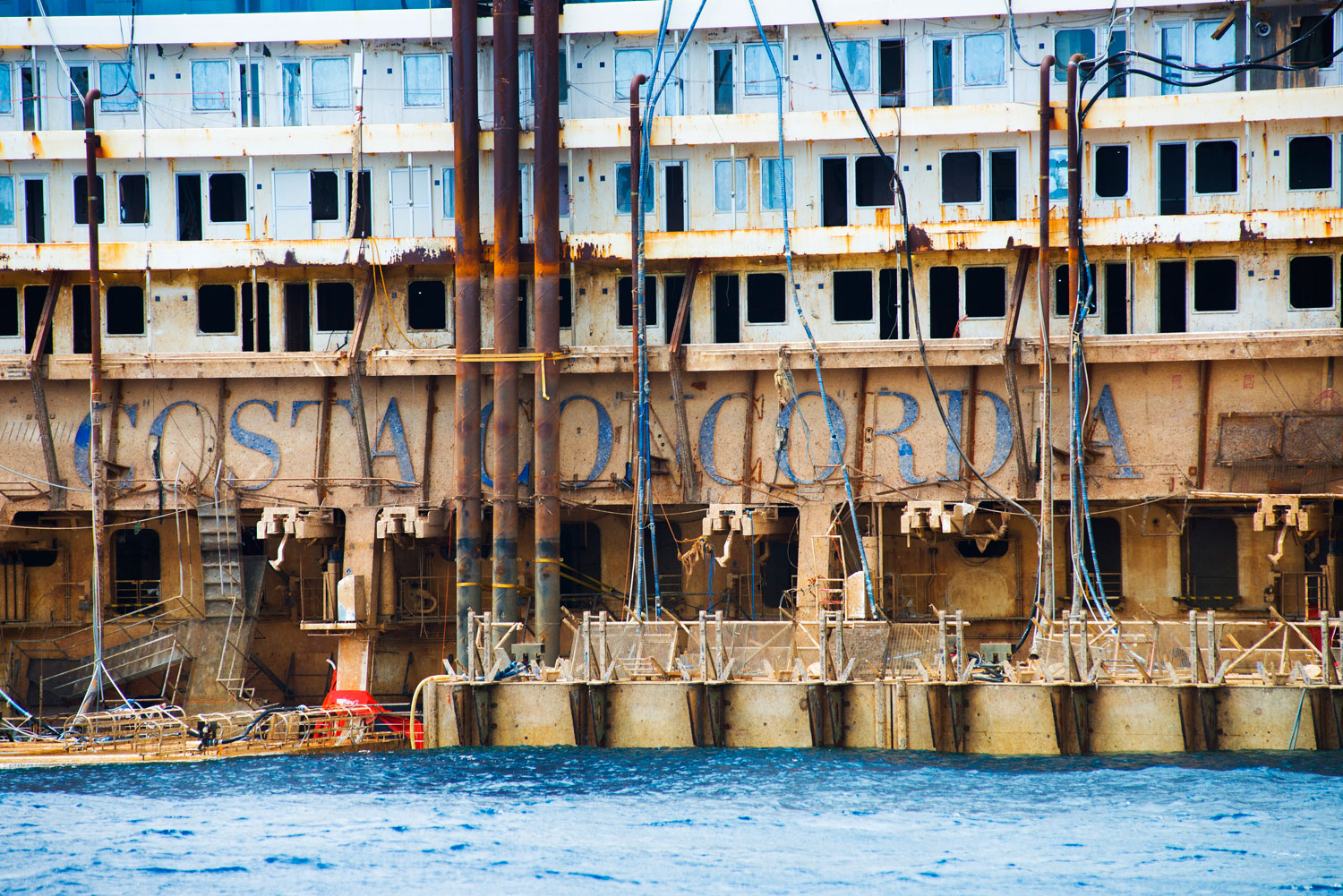 The Costa Concordia liner on July 21, 2014 in Giglio Porto, Italy.