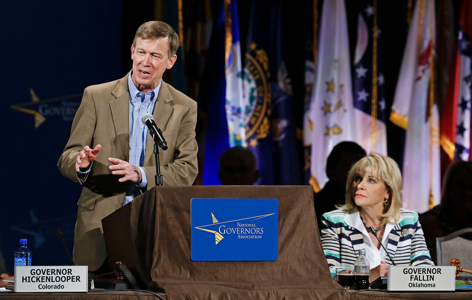 Colorado Gov. John Hickenlooper speaks during the closing session of the National Governors Association convention, July 13, 2014, in Nashville. (Mark Humphrey—AP)