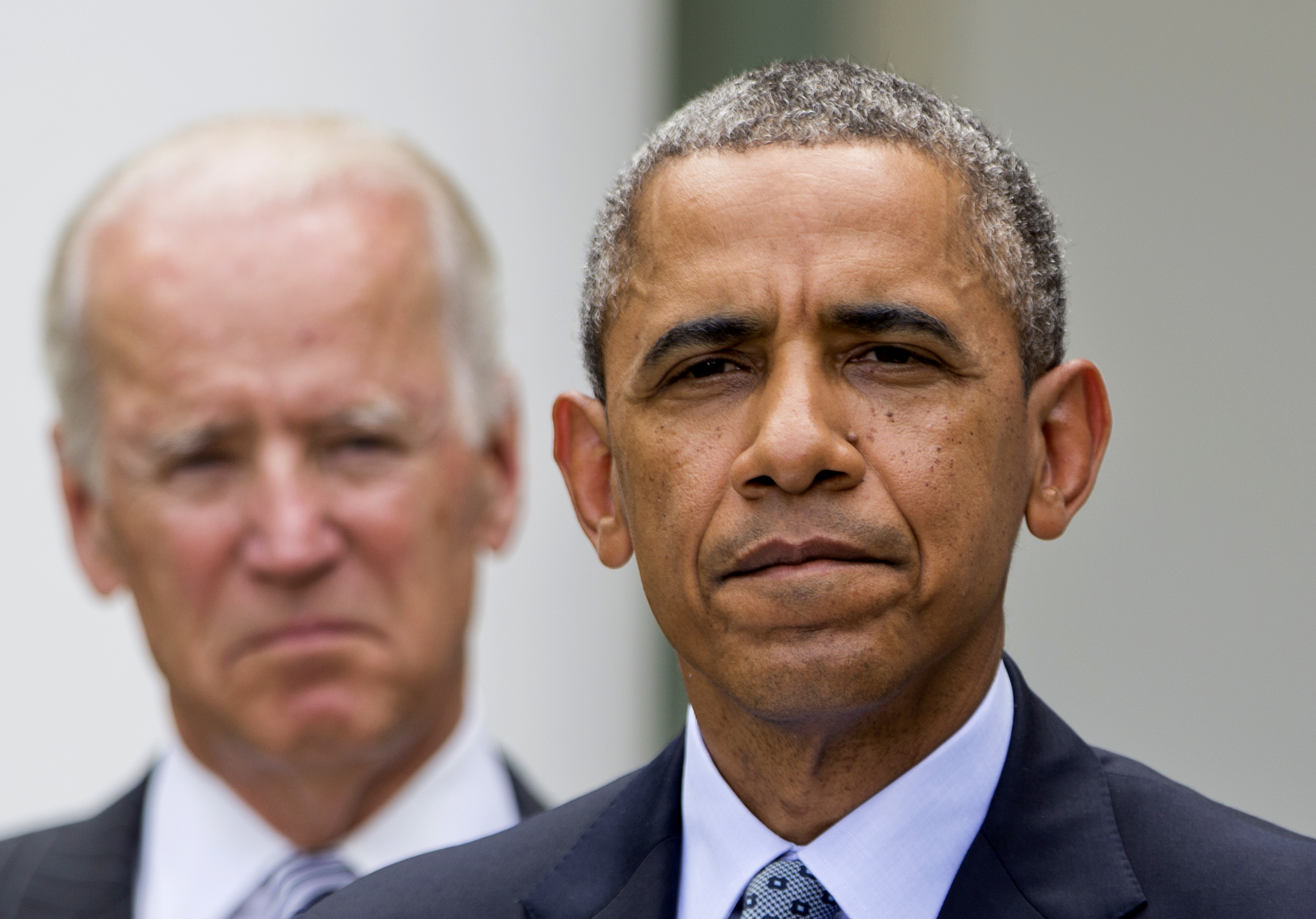 President Barack Obama, accompanied by Vice President Joe Biden, speaks about immigration reform on June 30, 2014, in the White House Rose Garden in Washington. (Manuel Balce Ceneta—AP)