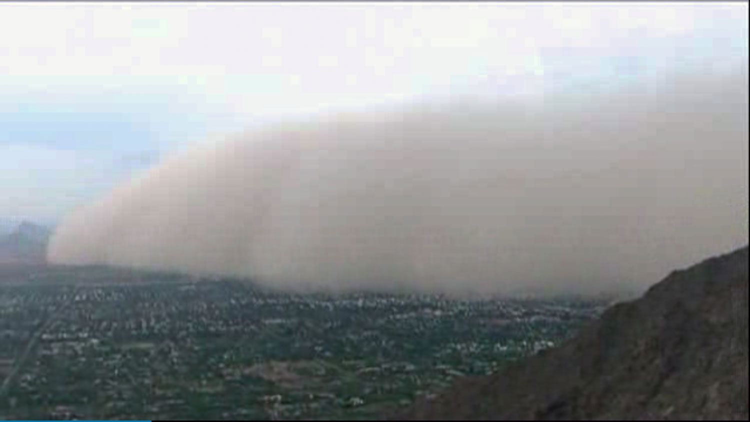 This image made from video provided by ABC15.com shows a massive dust storm over Phoenix Arizona Friday July 25, 2014. The storm covered the Phoenix metropolitan area causing poor visibility and tough driving conditions. (AP Photo/ABC15.com) (AP&mdash;AP)