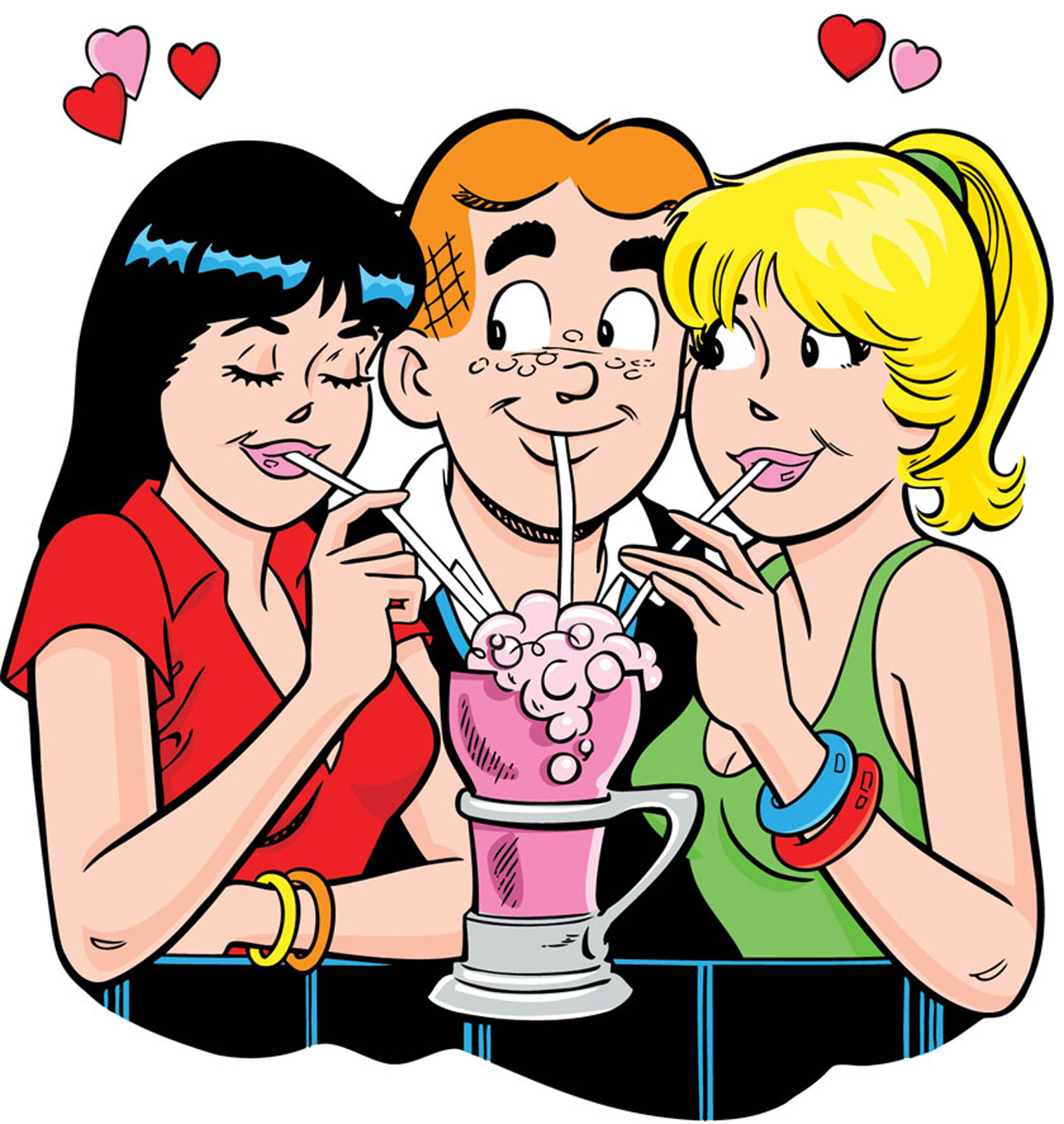 From left: Veronica, Archie, and Betty, characters from the Archie's comic book series.