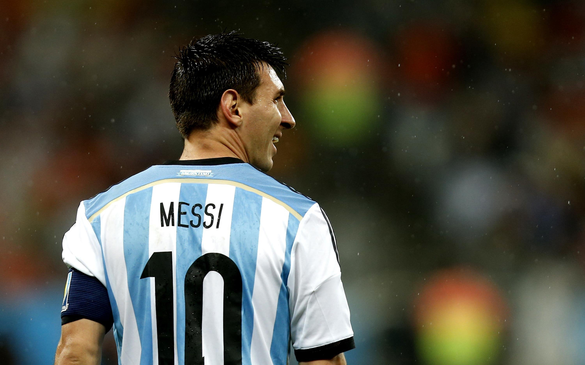 Argentina's Lionel Messi reacts during a semifinal match between Netherlands and Argentina of 2014 FIFA World Cup at the Arena de Sao Paulo Stadium in Sao Paulo, Brazil, on July 9, 2014.
