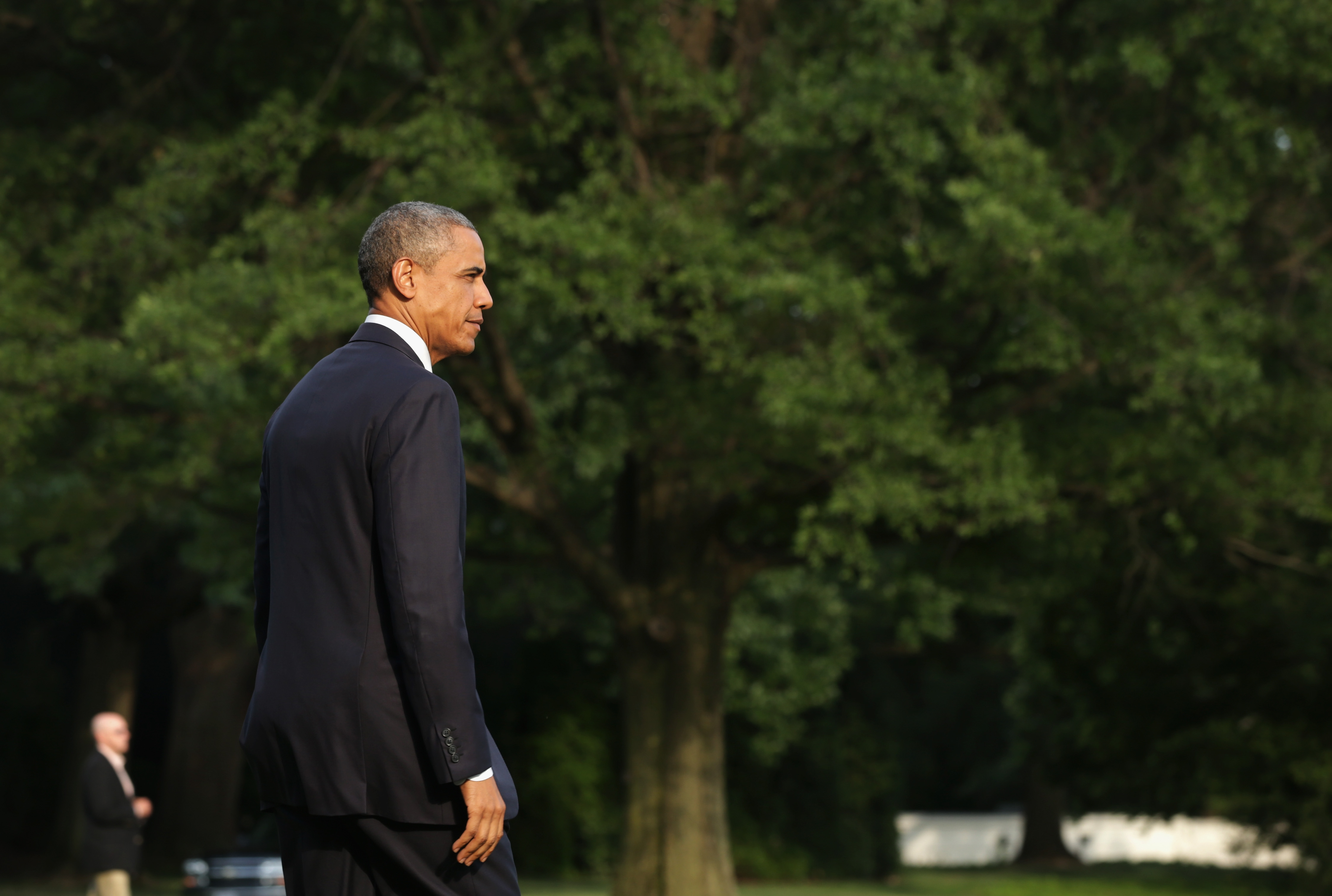 U.S. President Barack Obama walks towards to the Marine One on the South Lawn prior to his departure from the White House July 18, 2014 in Washington, D.C. (Alex Wong—Getty Images)