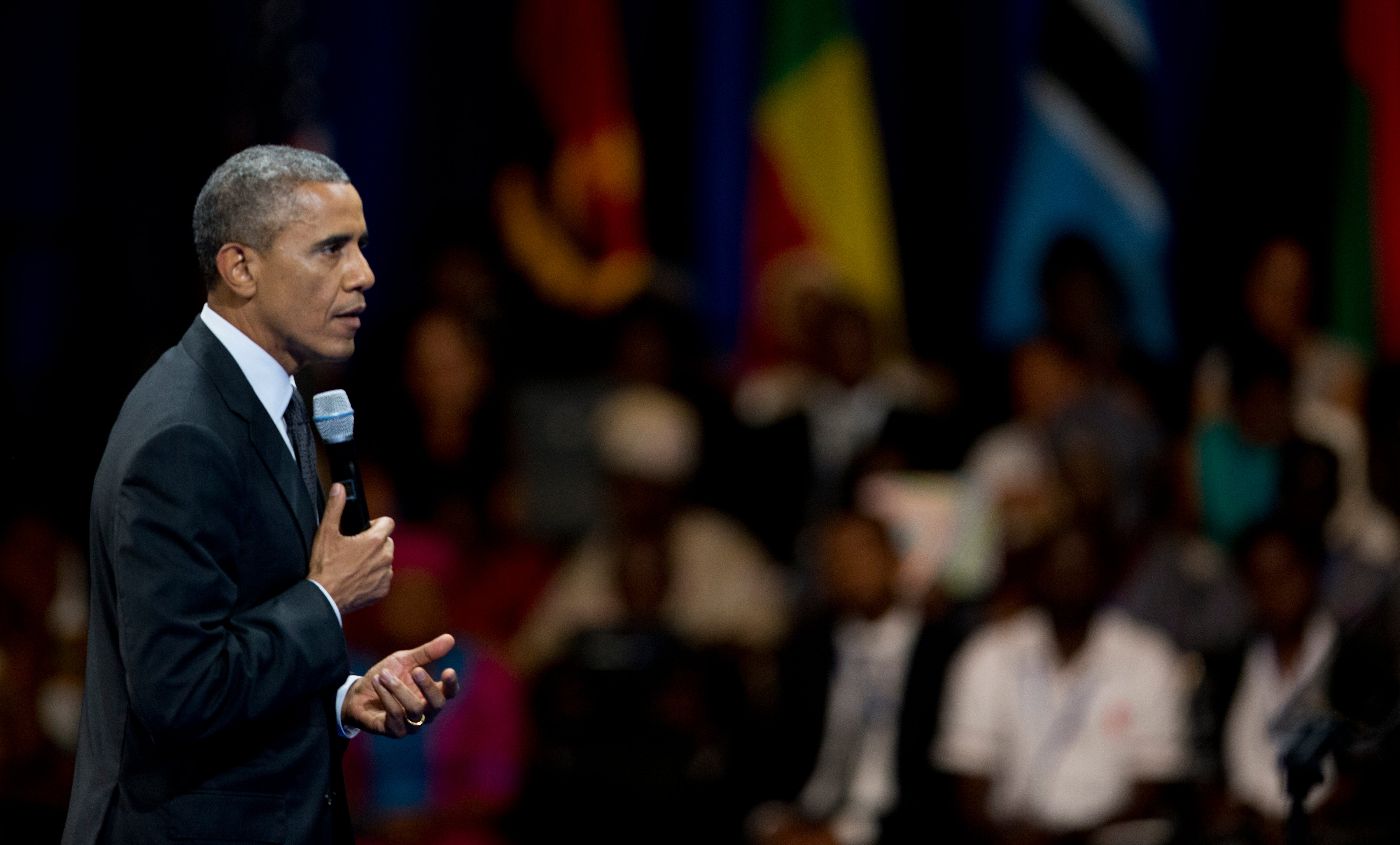 President Barack Obama speaks to participants of the Presidential Summit for the Washington Fellowship for Young African Leaders in Washington on July 28, 2014.