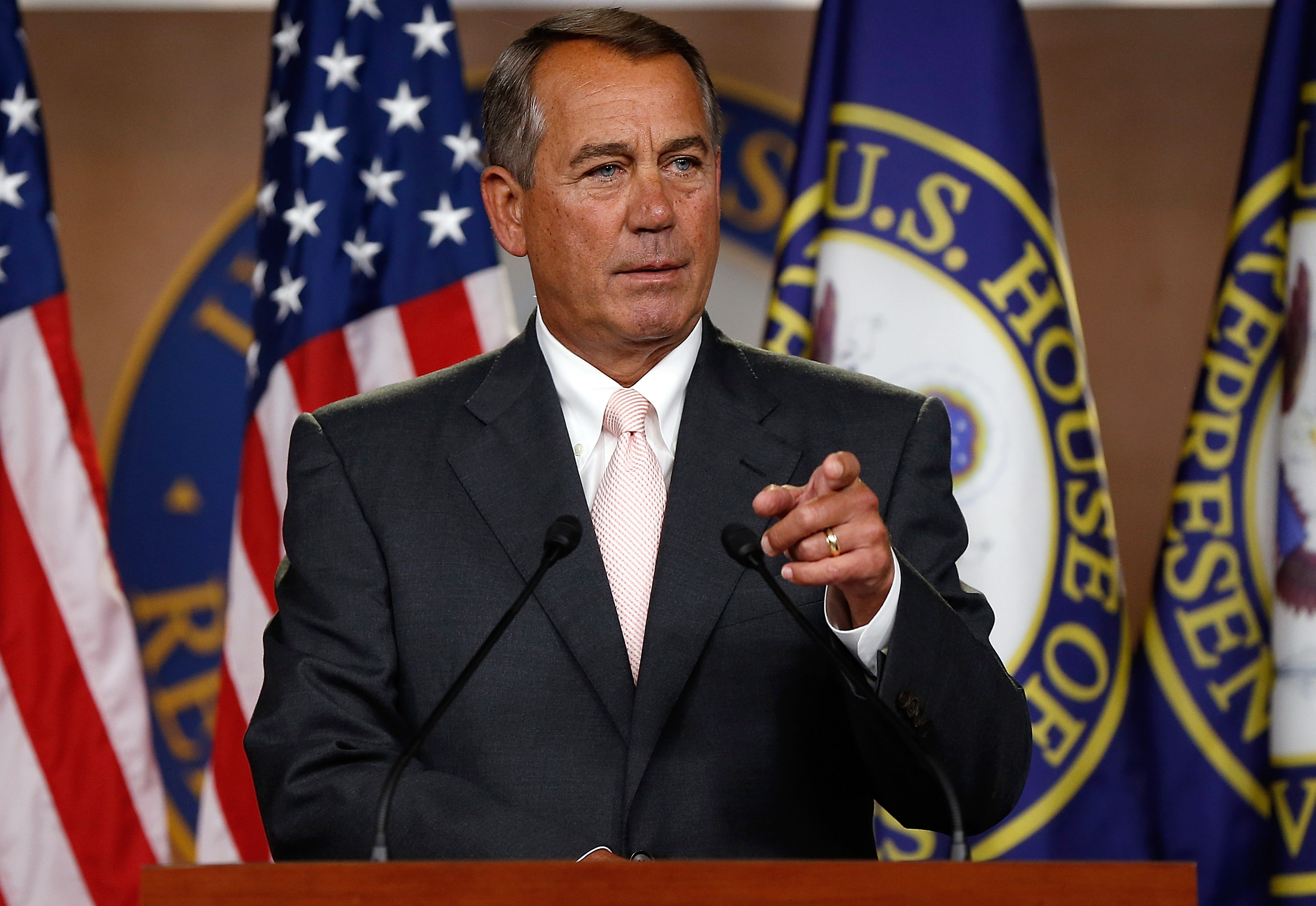 U.S. Speaker of the House John Boehner (R-OH) answers questions during his weekly press conference at the U.S. Capitol July 10, 2014 in Washington, DC. (Win McNamee—Getty Images)