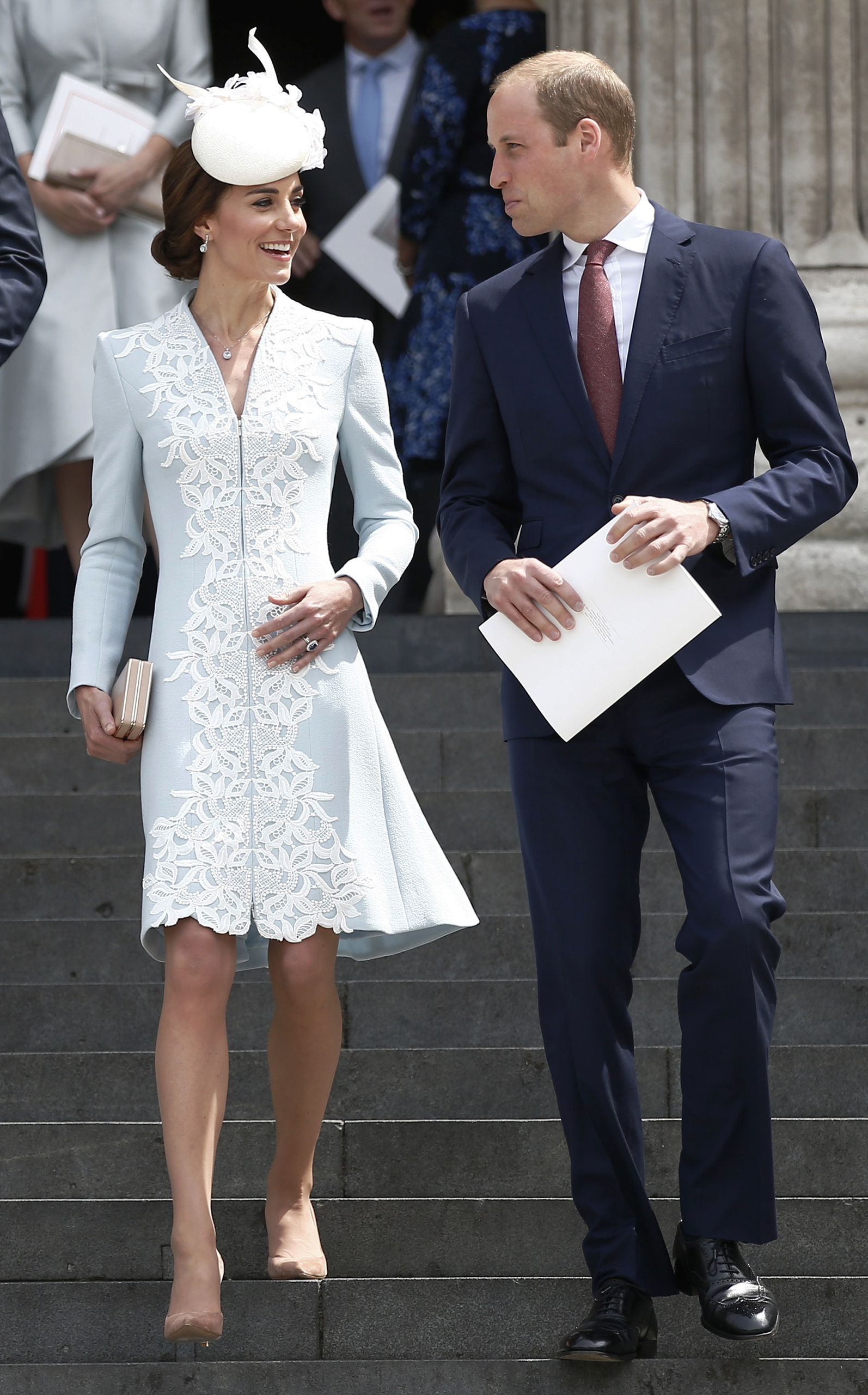 Britain's Prince William and Catherine, Duchess of Cambridge, leave after a service of thanksgiving for Queen Elizabeth's 90th birthday at St. Paul's Cathedral in London, June 10, 2016.