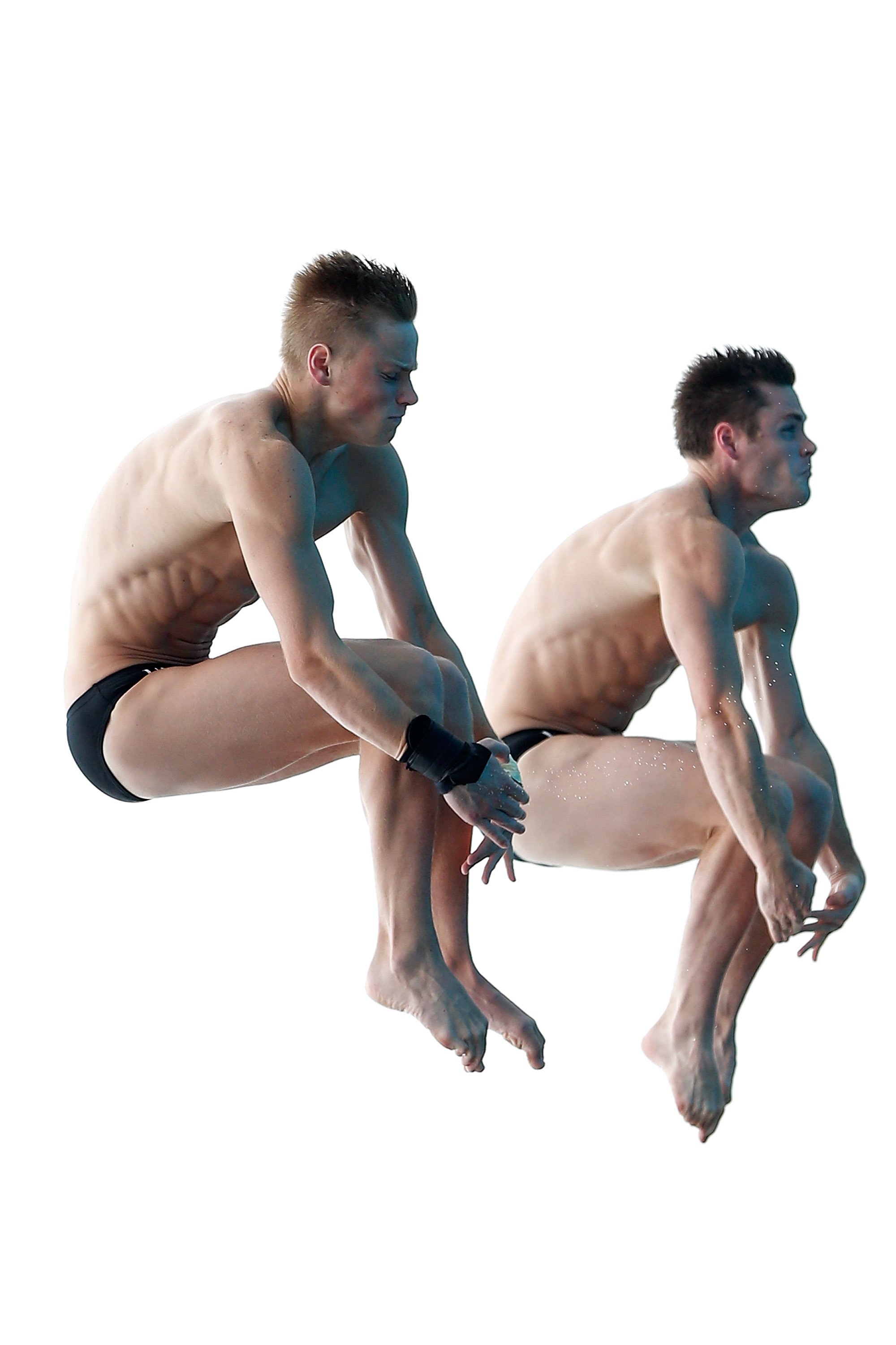 David Boudia and Steele Johnson of United States compete in the men's 10M Synchro Springboard Preliminary on day Two of the 19th FINA Diving World Cup at the Oriental Sports Center in Shanhai on July 16, 2014.