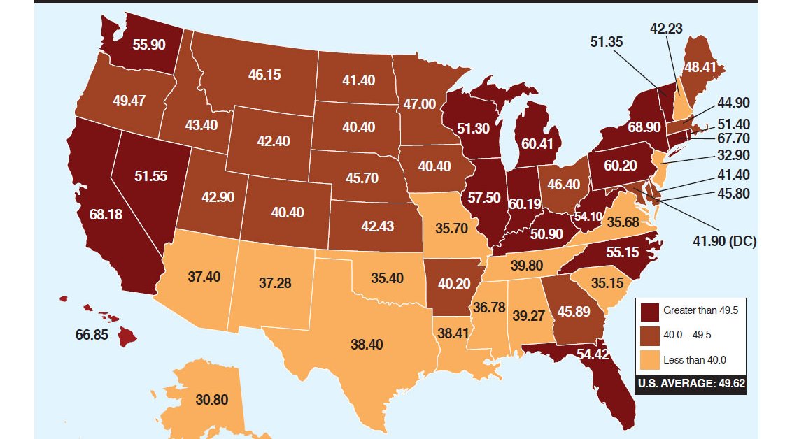 This Map Shows Where Gas is Taxed the Most Time
