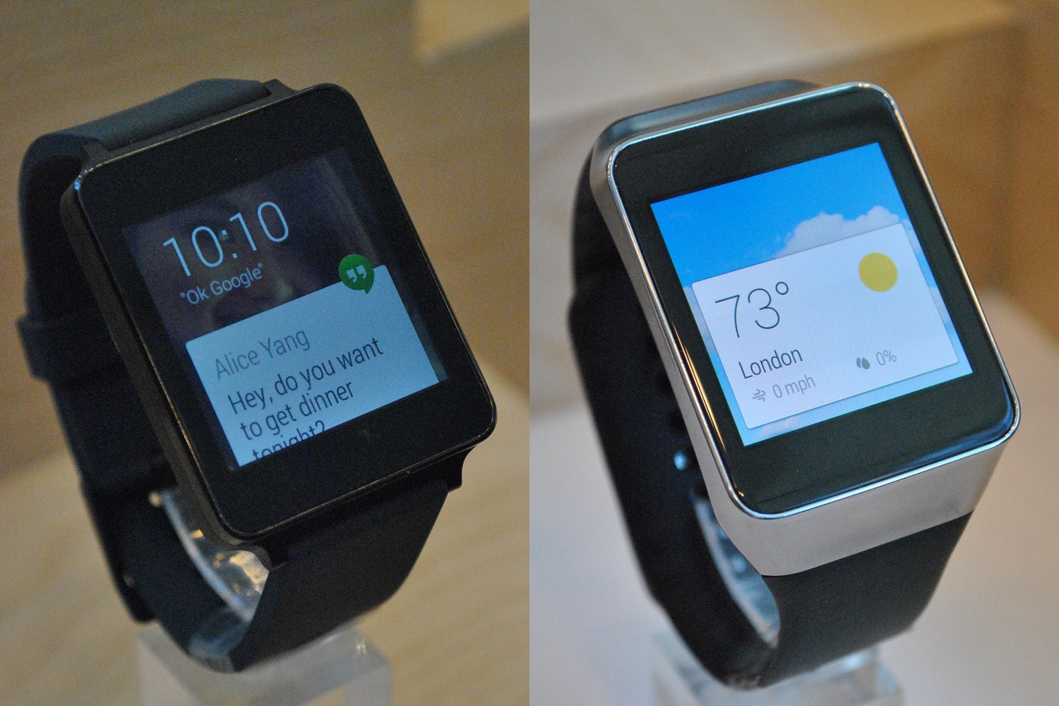 LG's G Watch (left) and Samsung's Gear Live (right) (Jared Newman for TIME)
