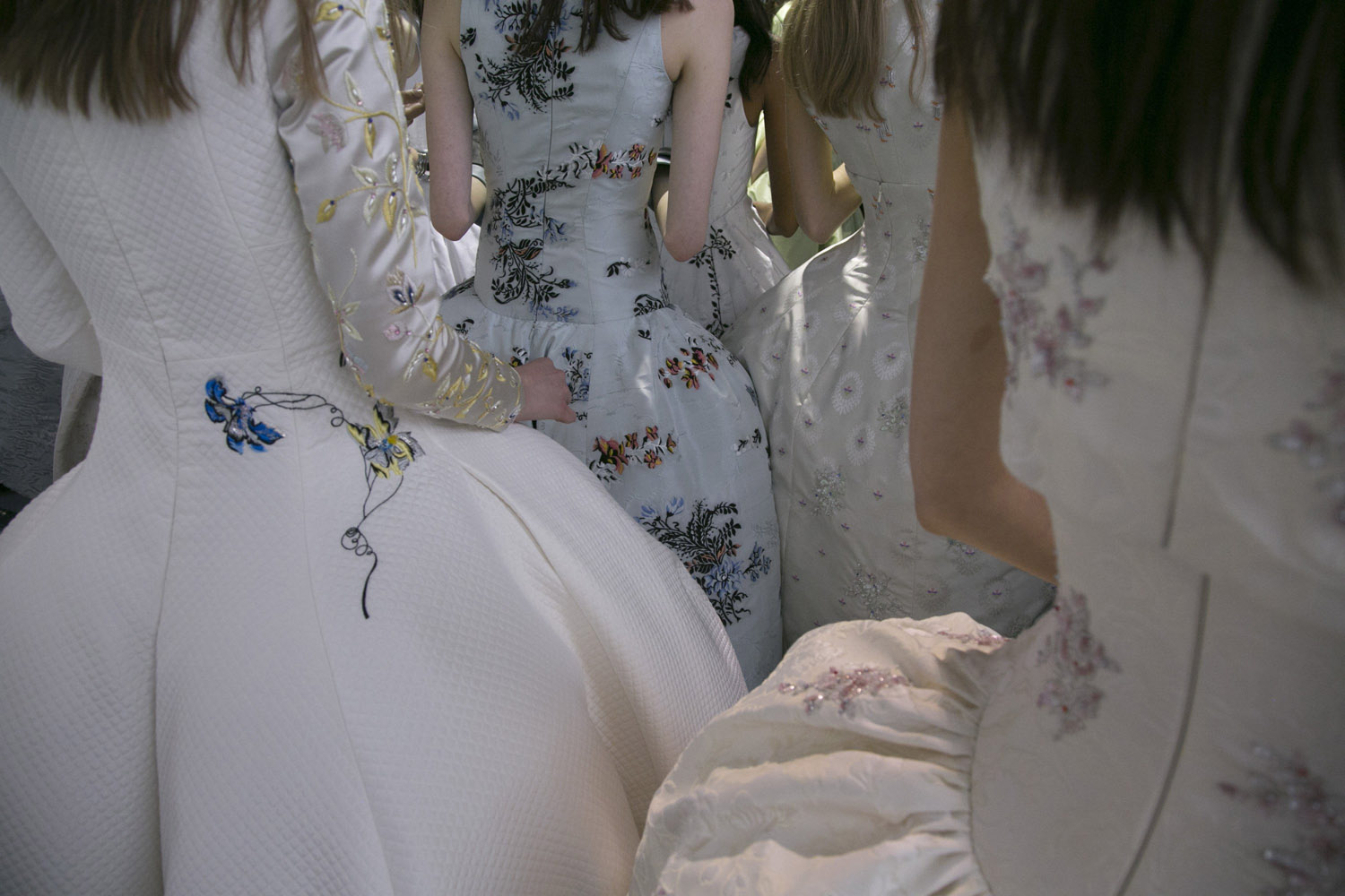 Dresses at the Christian Dior Fashion Show in Paris.