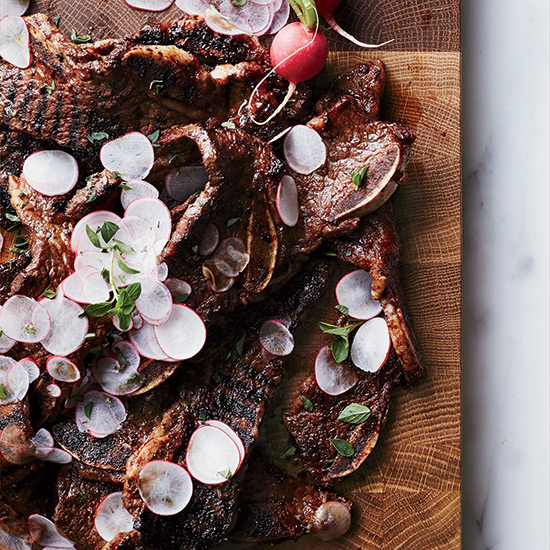 Grilled Short Ribs with Smoky Blackberry Barbecue Sauce (Christina Holmes)