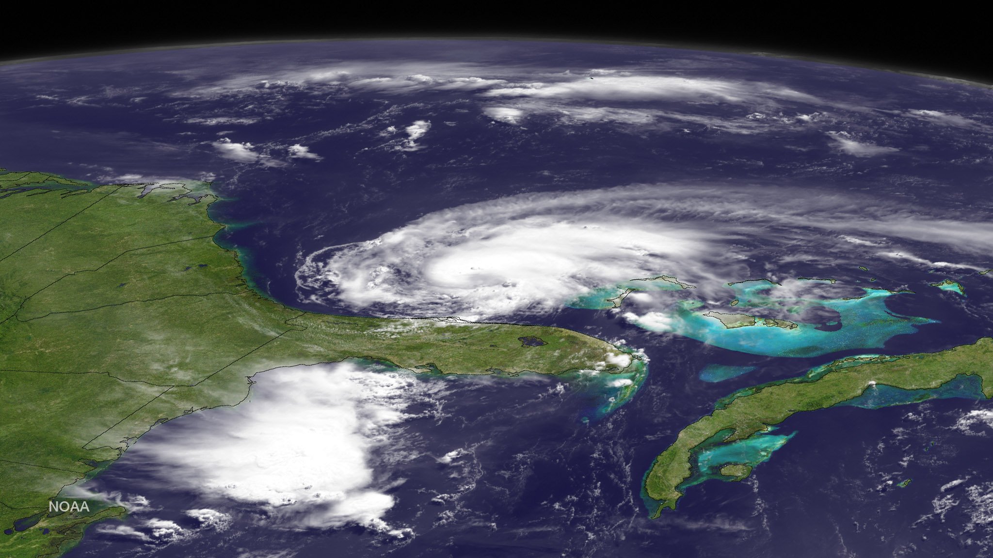 Weather system Arthur travels up the east coast of the United States in the Atlantic Ocean pictured on July 2, 2014.