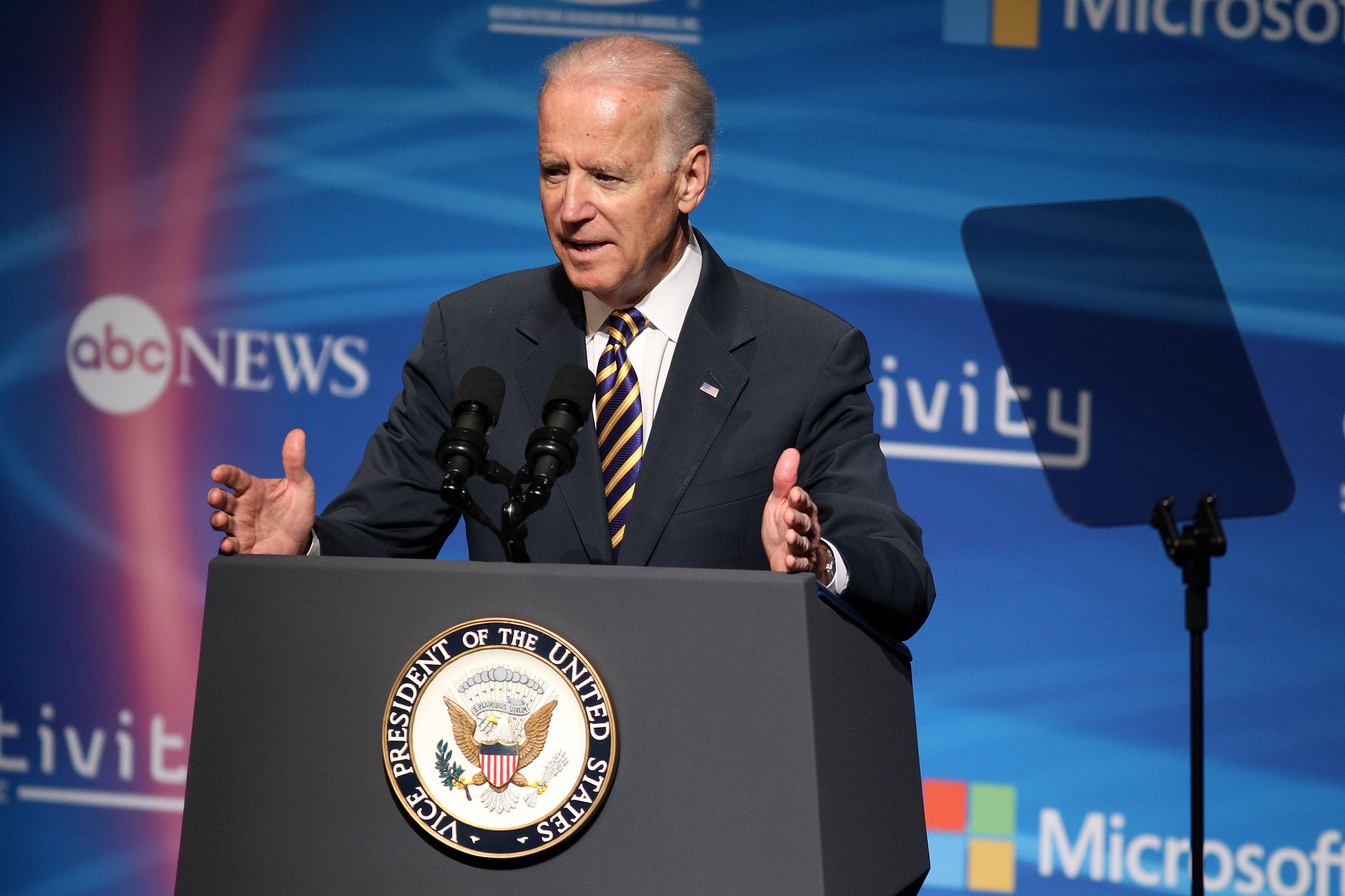 U.S. Vice President Joseph Biden discusses  international intellectual property protections at the 2nd Annual Creativity Conference presented by the Motion Picture Association of America at The Newseum on May 2, 2014 in Washington, D.C. (Paul Morigi—WireImage)