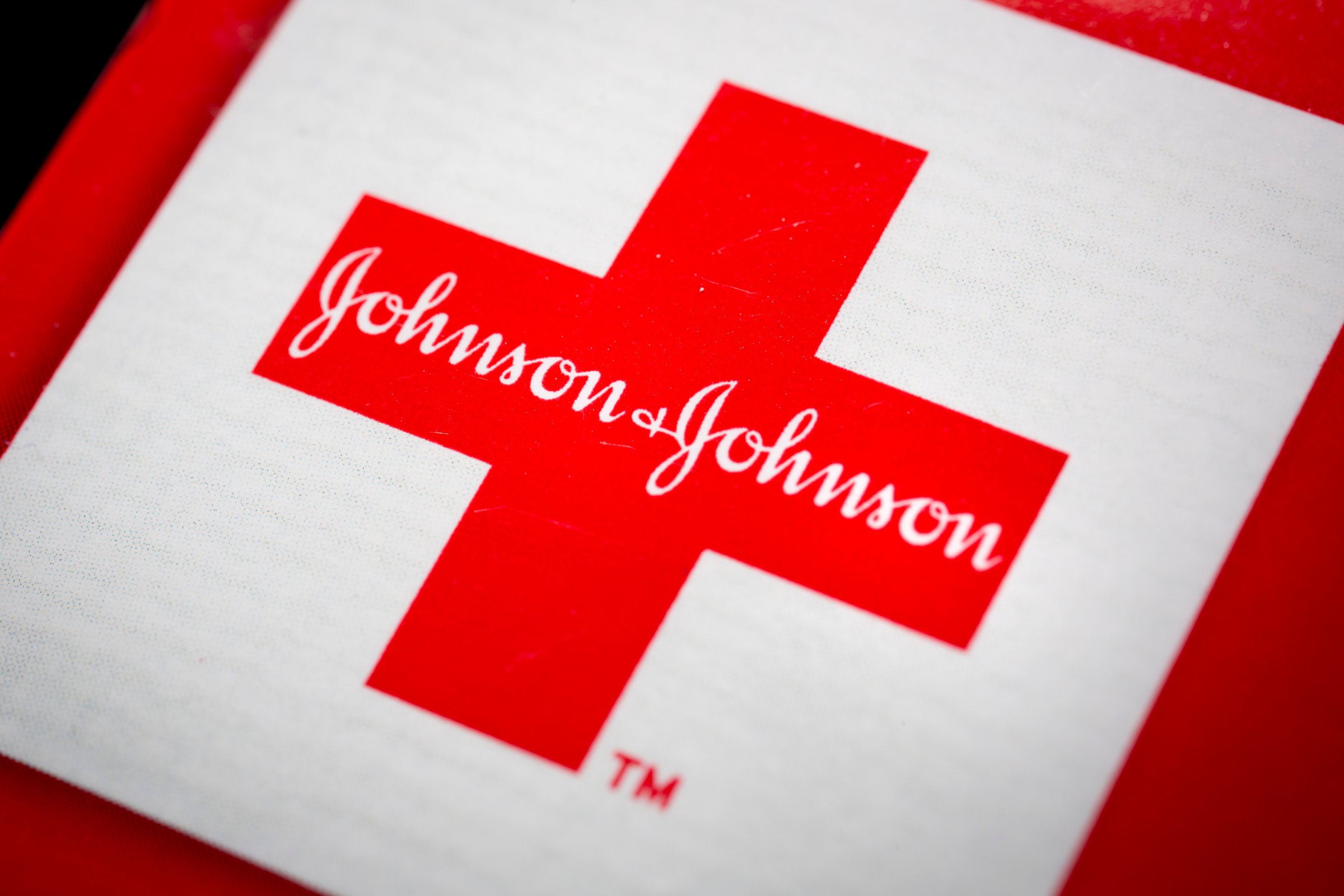 The Johnson & Johnson logo is arranged for a photograph in New York on April 15, 2013.