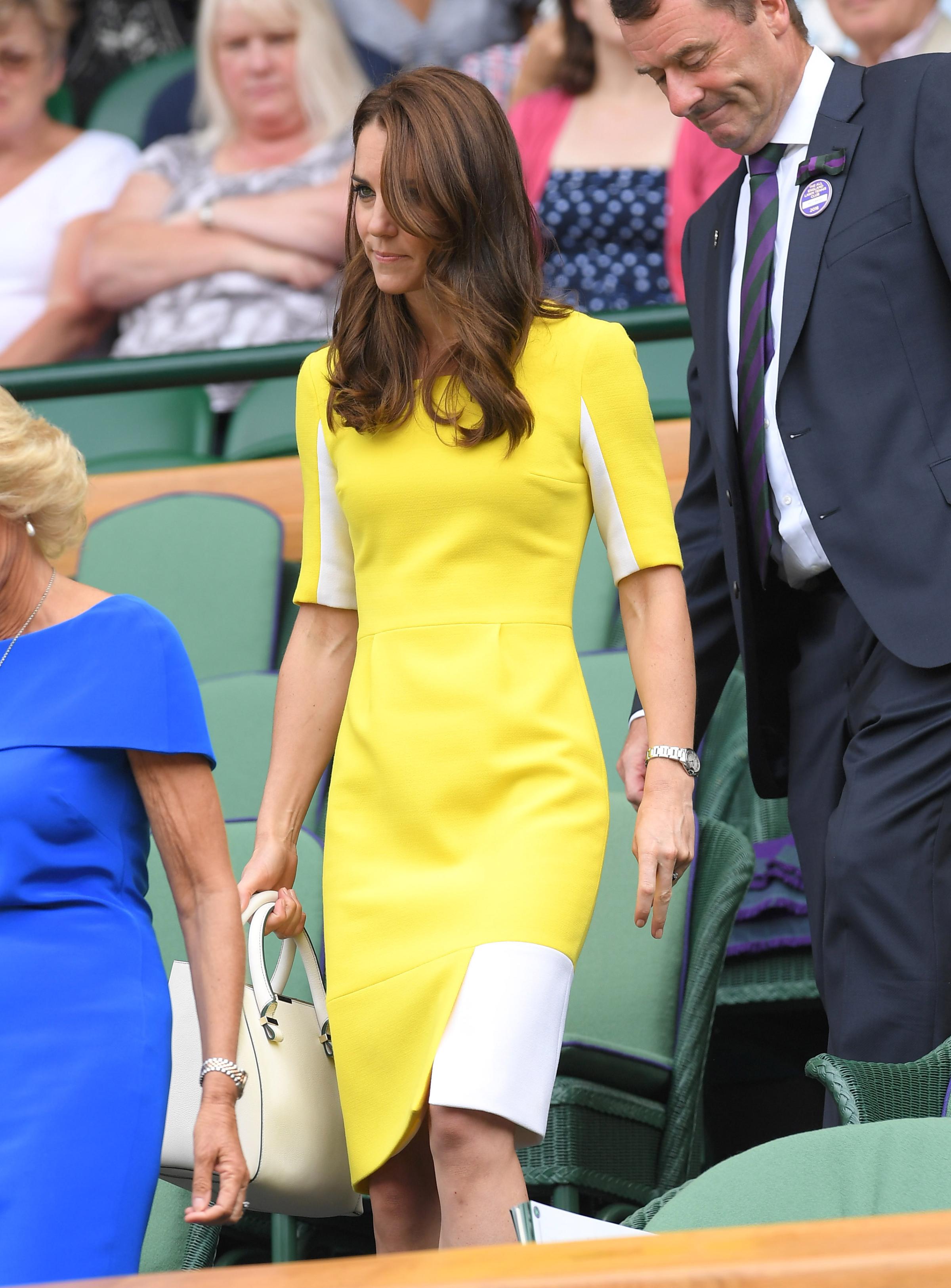 Catherine, Duchess of Cambridge attends day ten of the Wimbledon Tennis Championships at Wimbledon in London on June 27, 2016.
