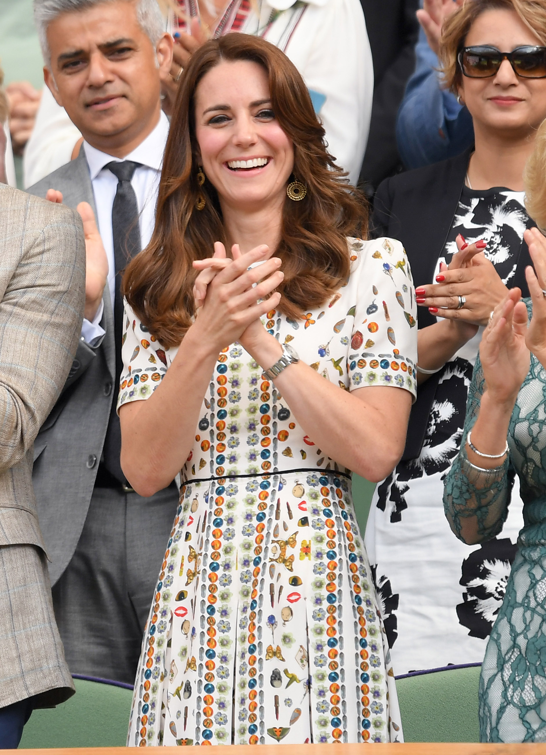 Catherine, Duchess of Cambridge attends the Men's Final of the Wimbledon Tennis Championships between Milos Raonic and Andy Murray at Wimbledon in London on July 10, 2016.