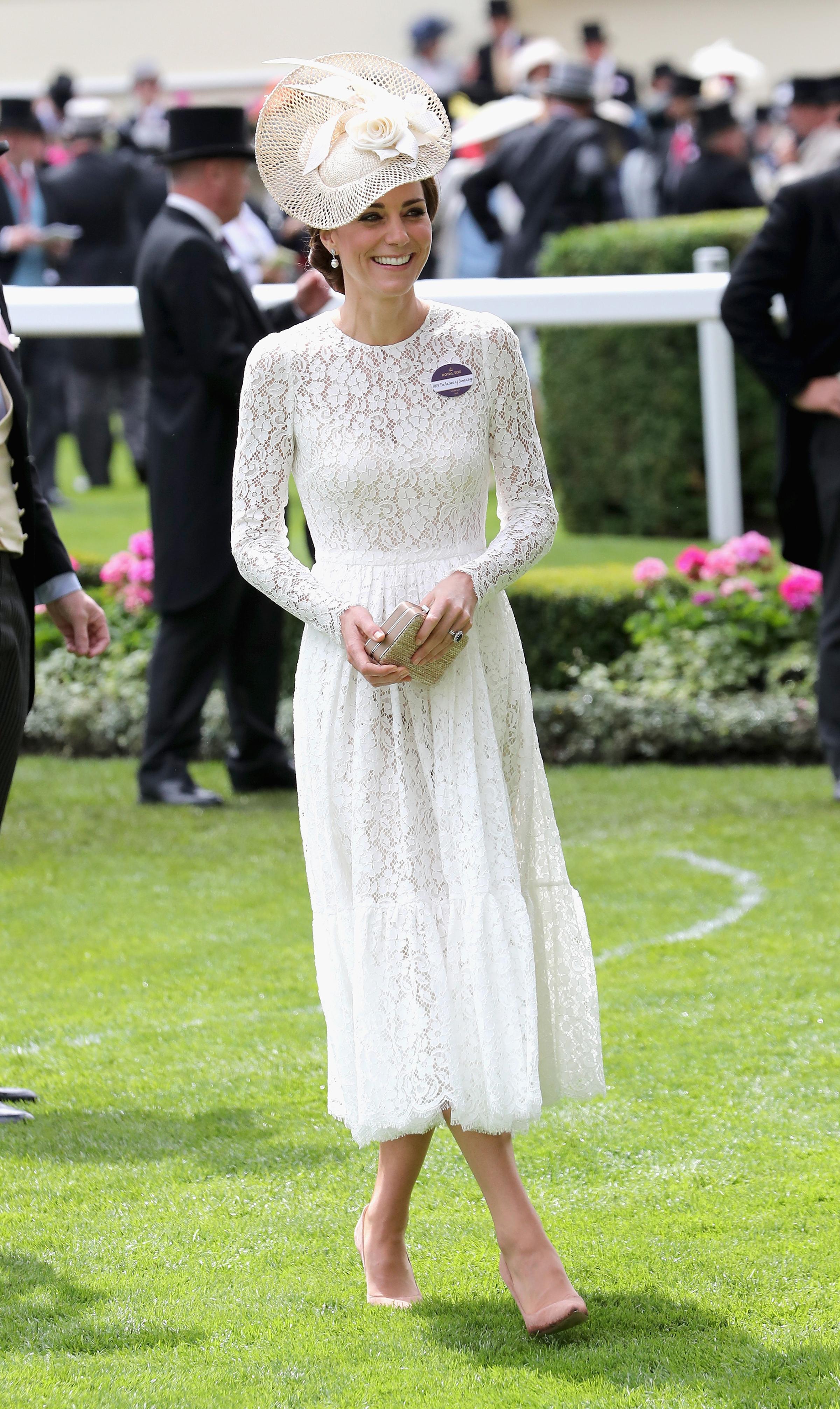 Catherine, Duchess of Cambridge, attends the second day of Royal Ascot at Ascot Racecourse in England on June 15, 2016.