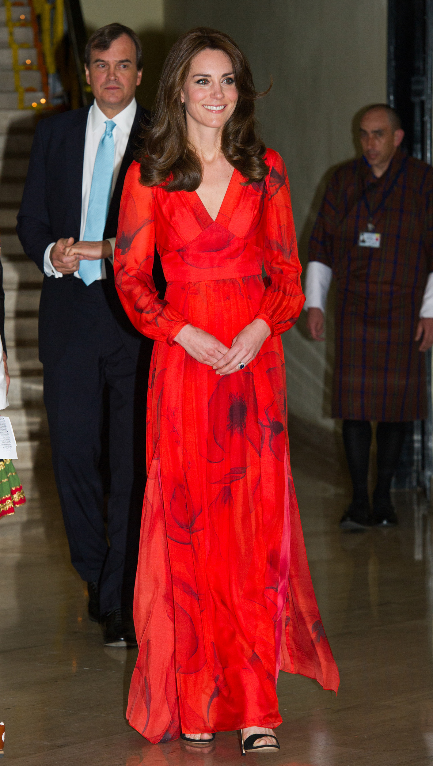 Catherine, Duchess of Cambridge attends a reception for British nationals in Bhutan and Bhutanese people with strong links to the UK on April 15, 2016.