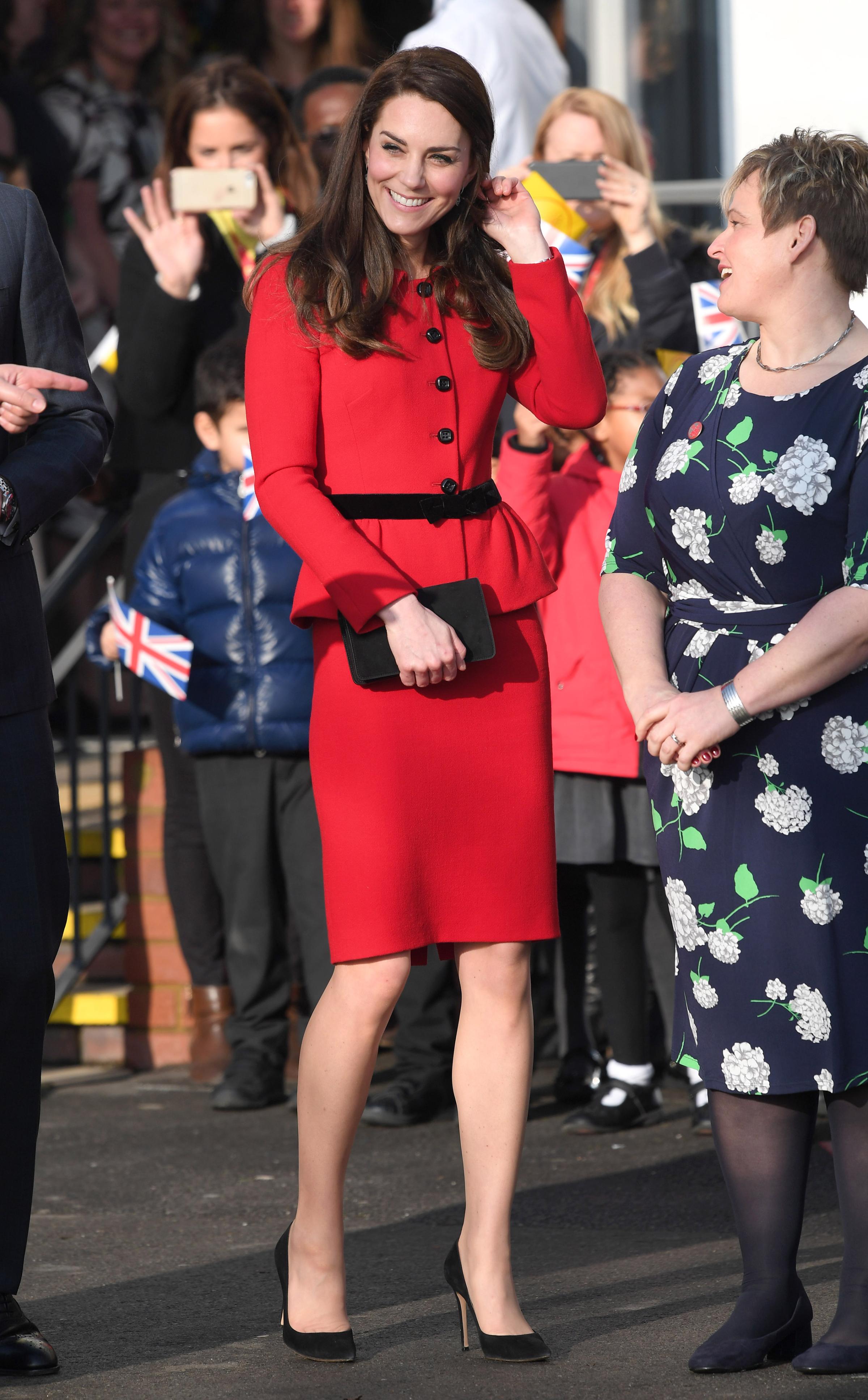 Catherine, Duchess of Cambridge attends the Place2Be Big Assembly With Heads Together for Children's Mental Health Week at Mitchell Brook Primary School in London, England, on Feb. 6, 2017.